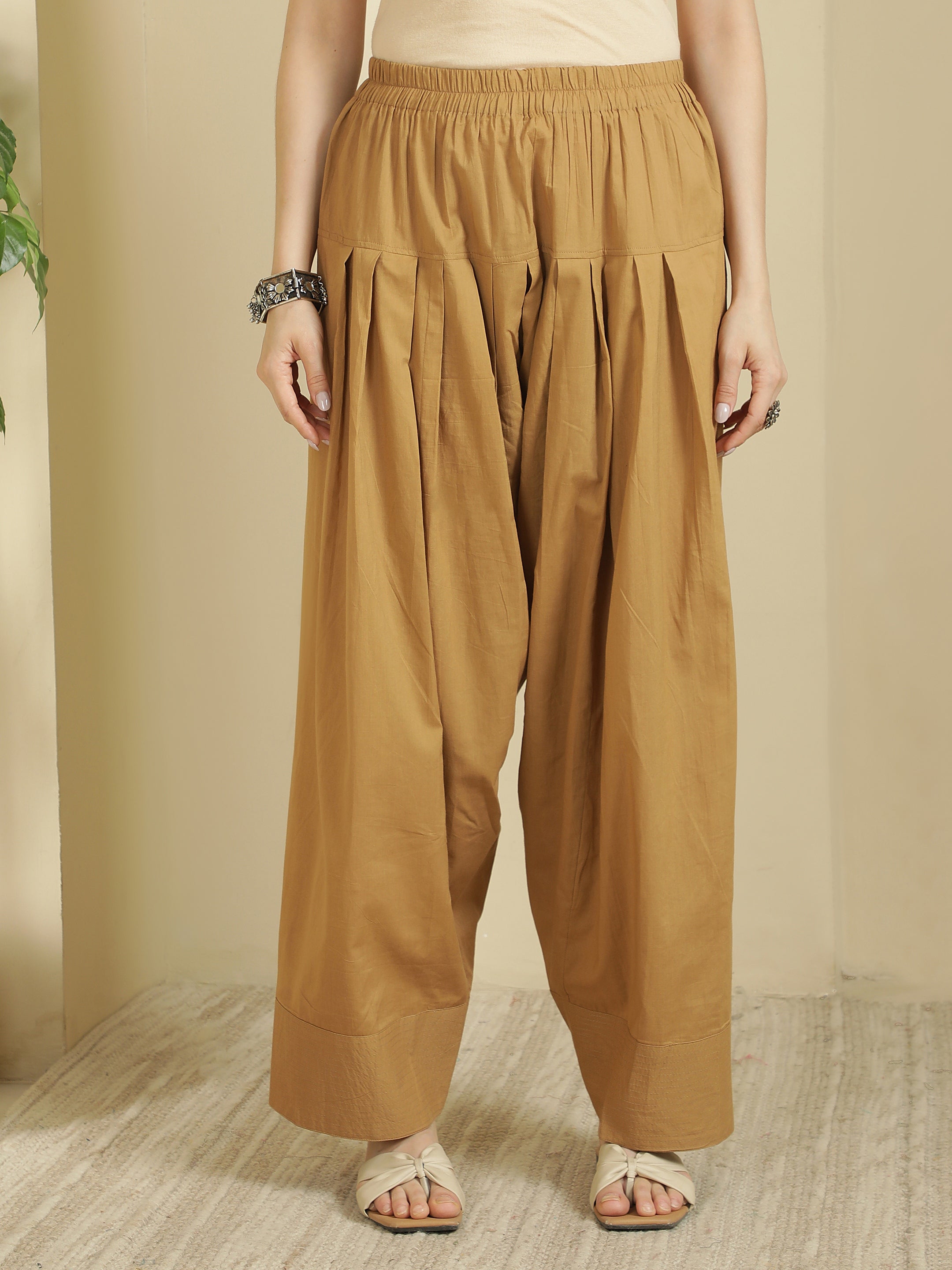 Women solid Loose fit cotton Farsi Salwar