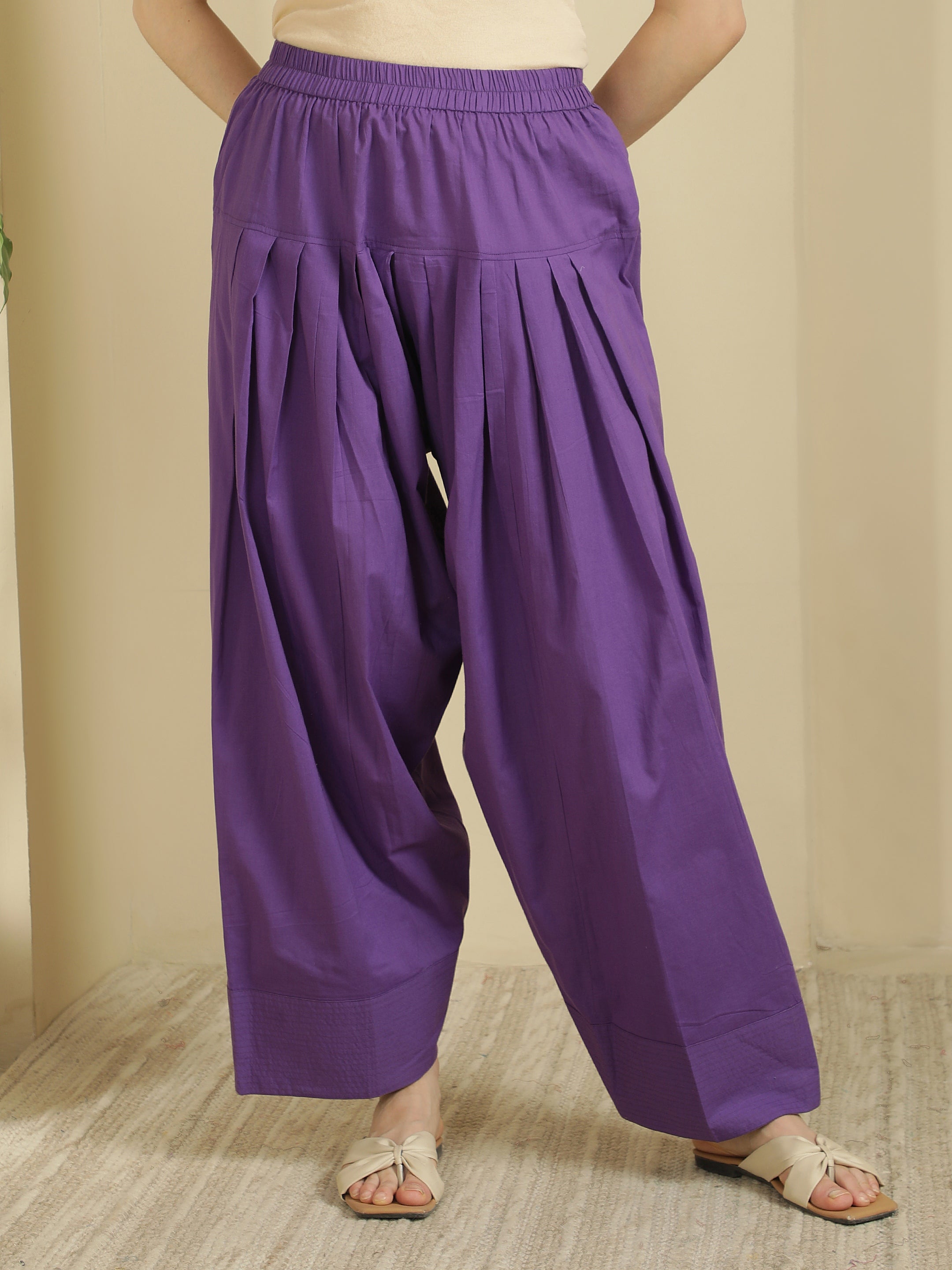 Women solid Loose fit cotton Farsi Salwar