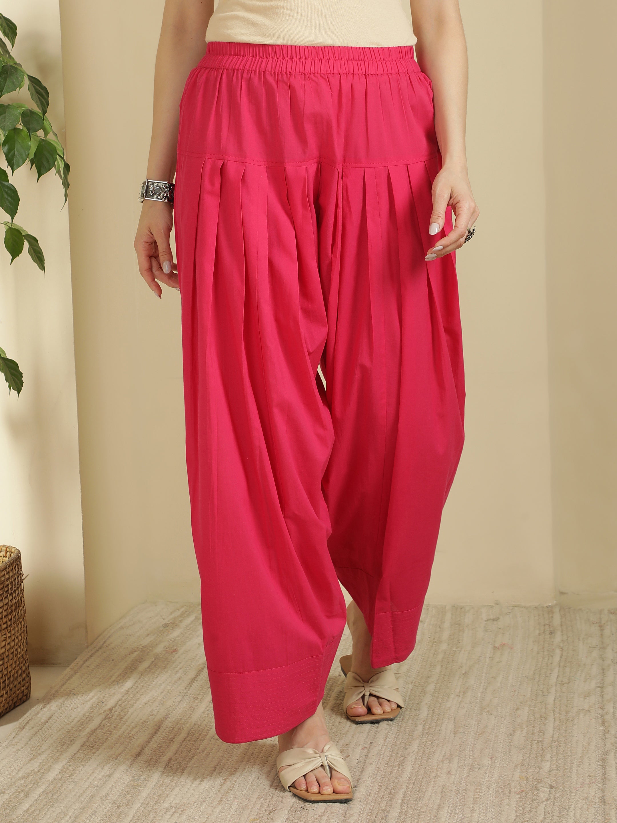 Women solid Loose fit cotton Farsi Salwar