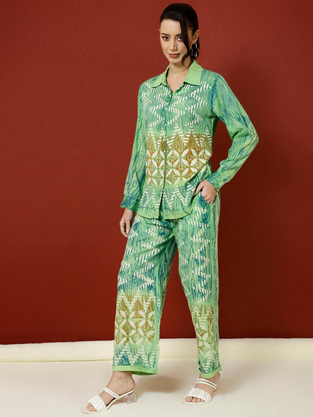 Hand Tie-Dye Bagru Printed Office Co-ord Set