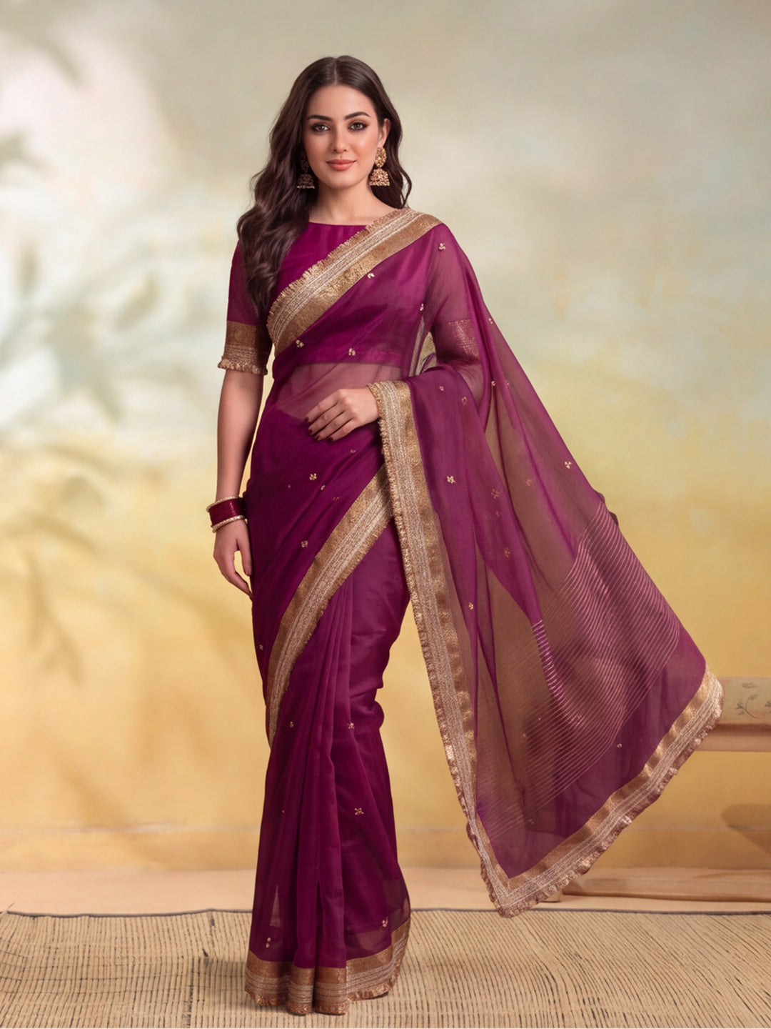 Ghungroo Saree With Unstitch Blouse
