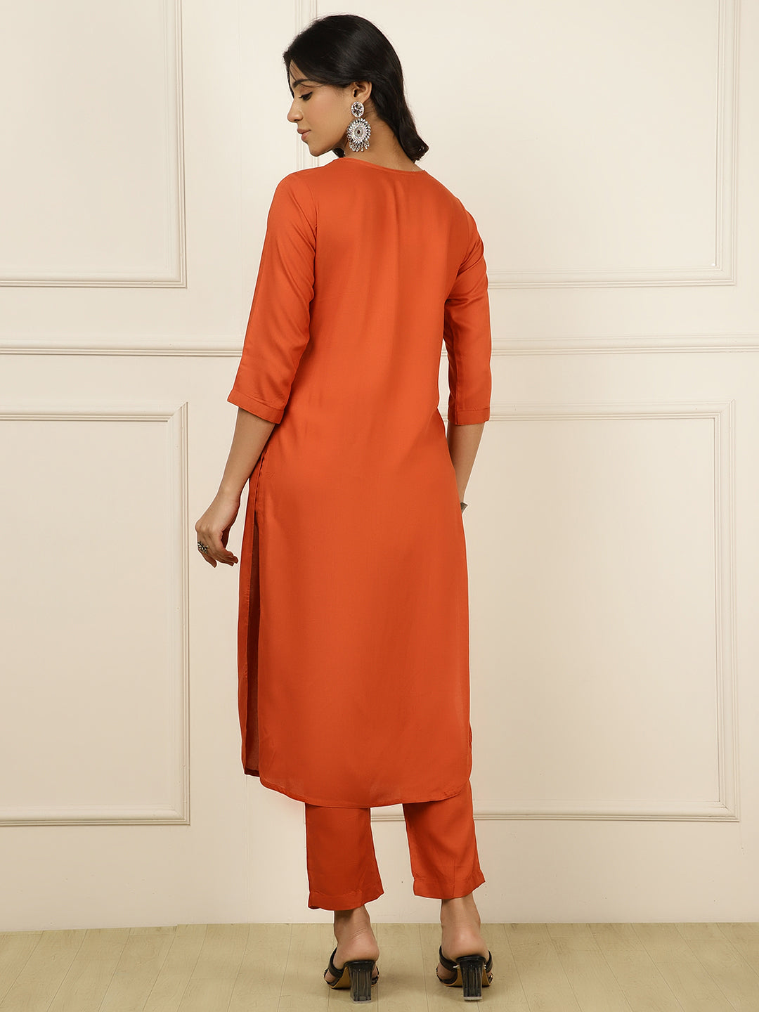 Solid Straight Kurta & Trousers Sets