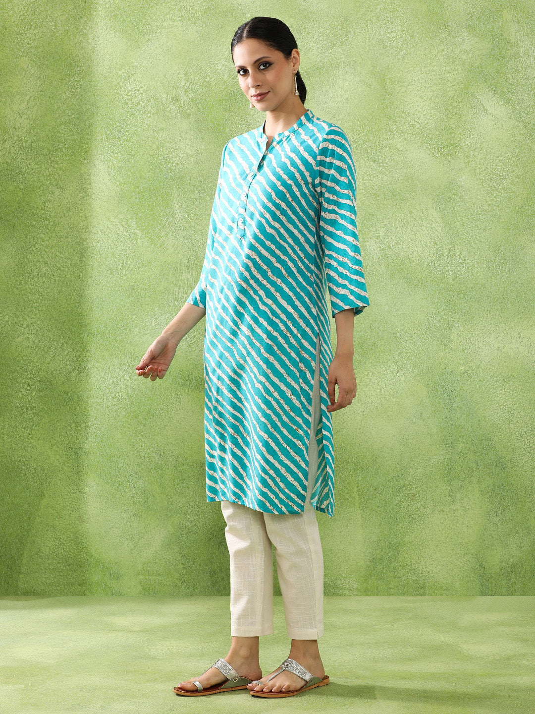 Leheriya Printed Straight Kurta