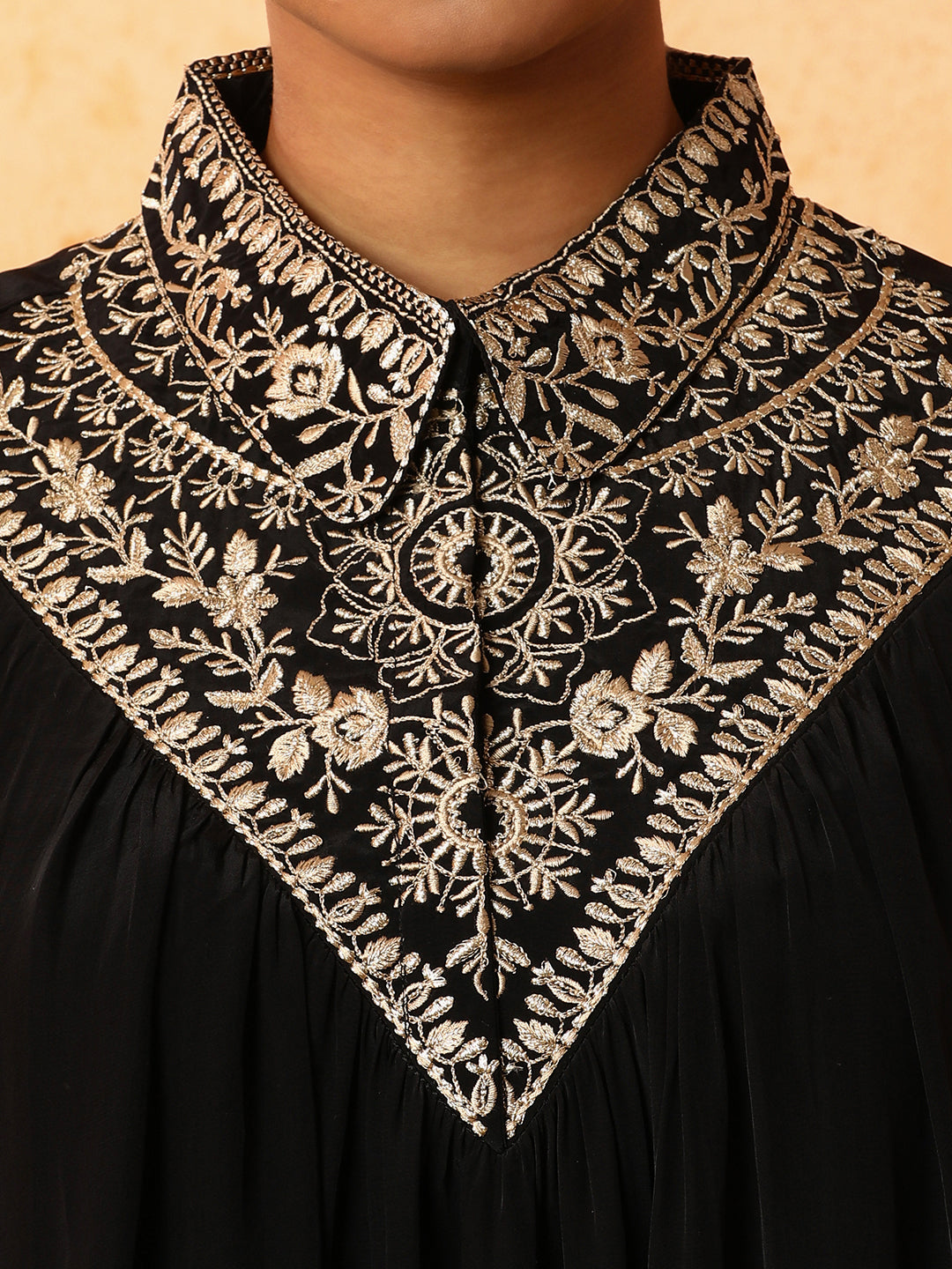 Solid Embroidered A-Line Kurta & Trousers Sets