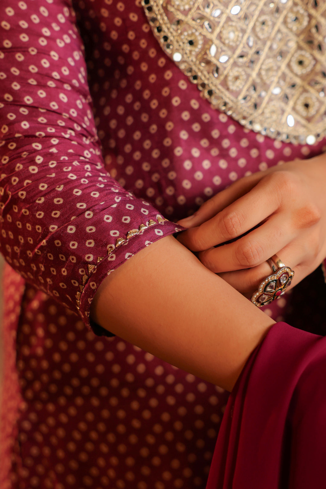 Floral Embroidered Straight Dola Silk Kurta & Sharara Sets