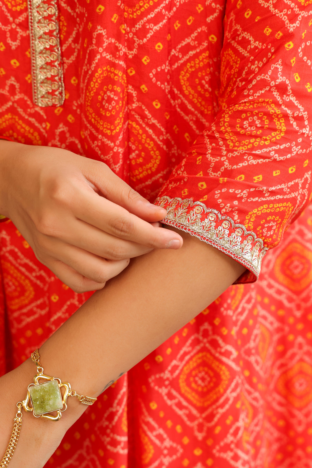 Bandhani Embroidered A-Line Silk Blend Kurta & Sharara Sets