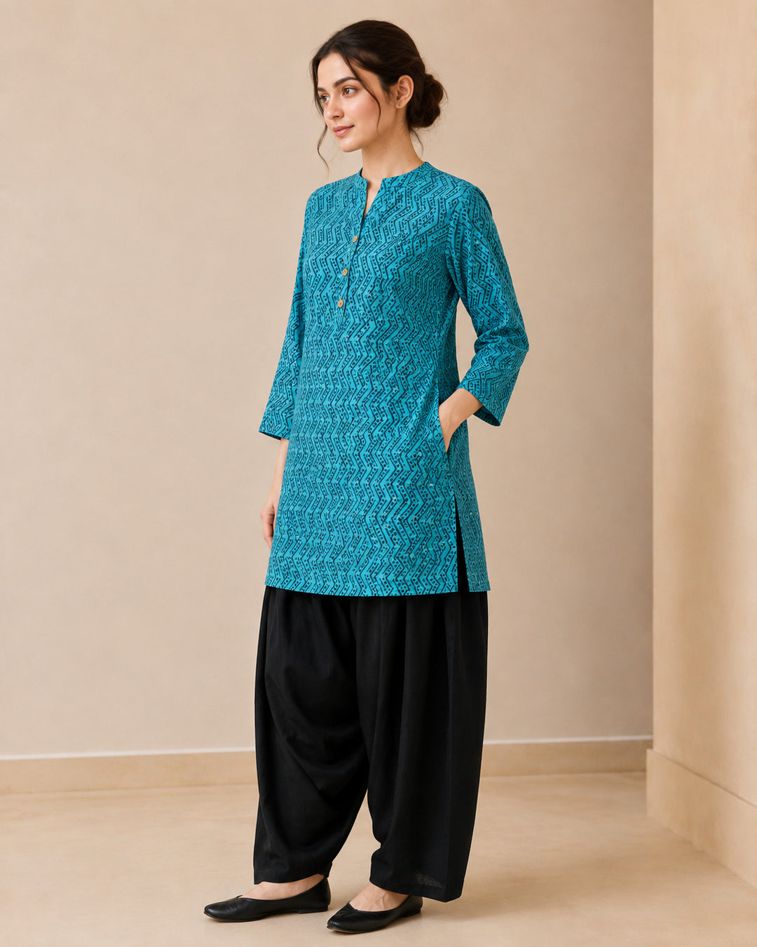 Floral Printed Straight Pure Cotton Kurta & Salwar Sets