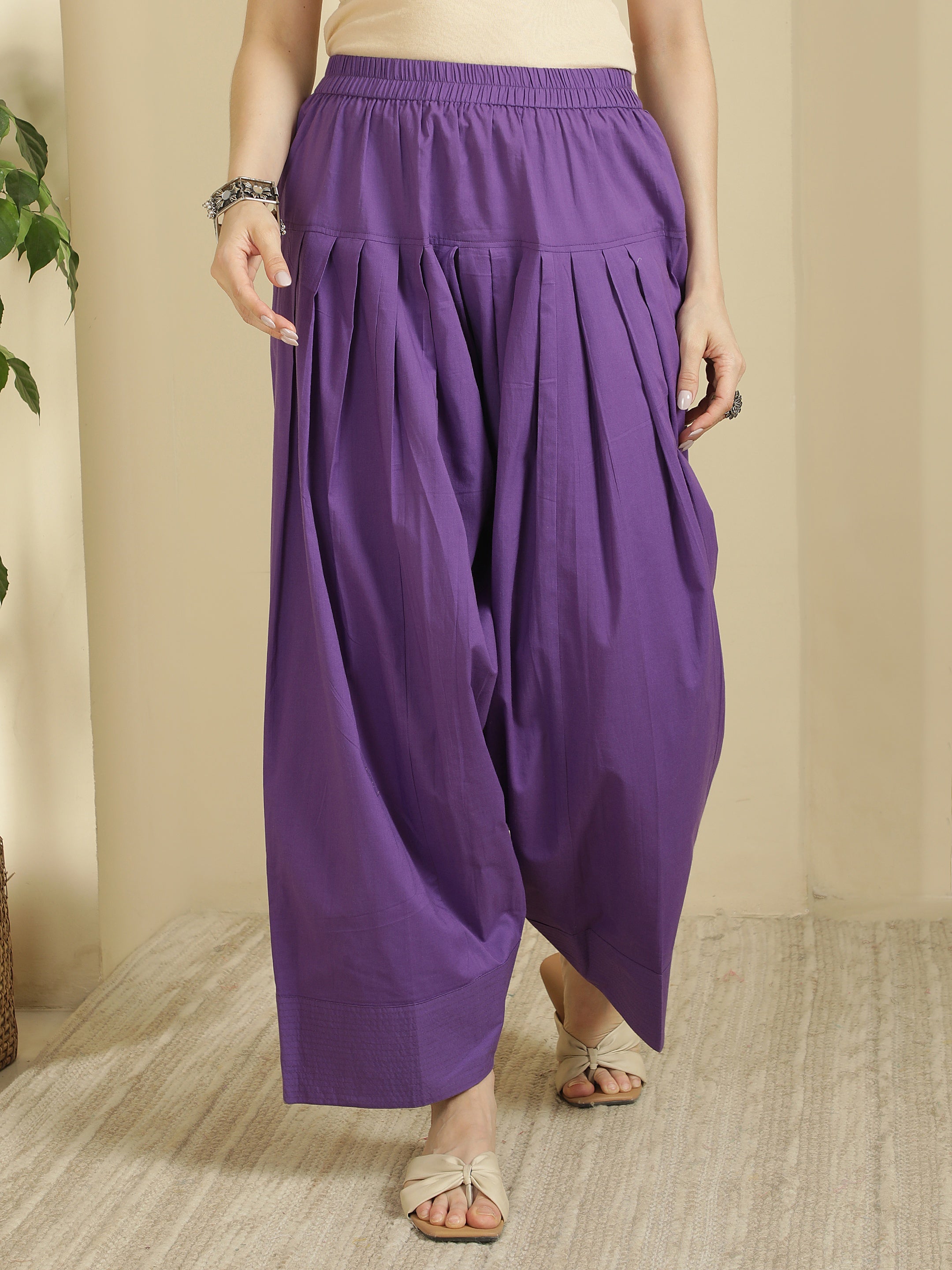Women solid Loose fit cotton Farsi Salwar