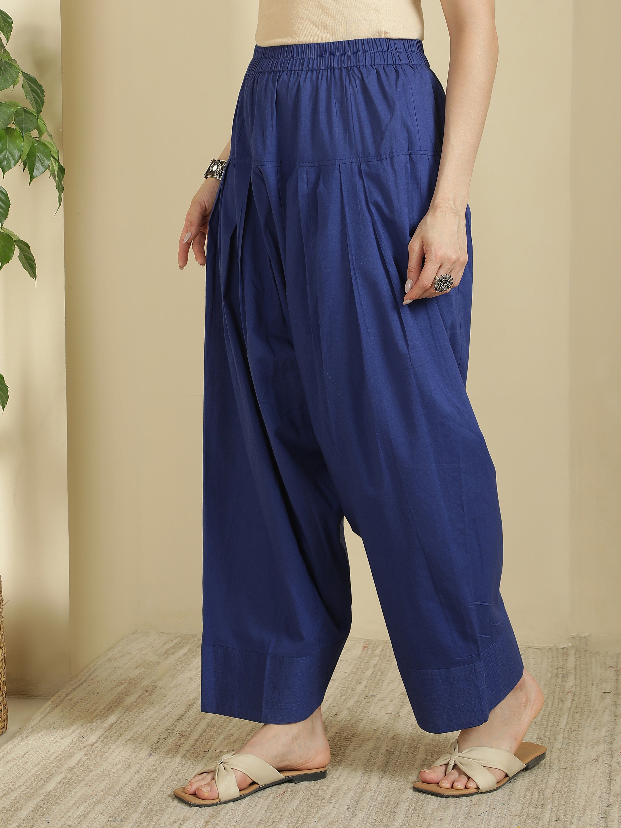 Women solid Loose fit cotton Farsi Salwar
