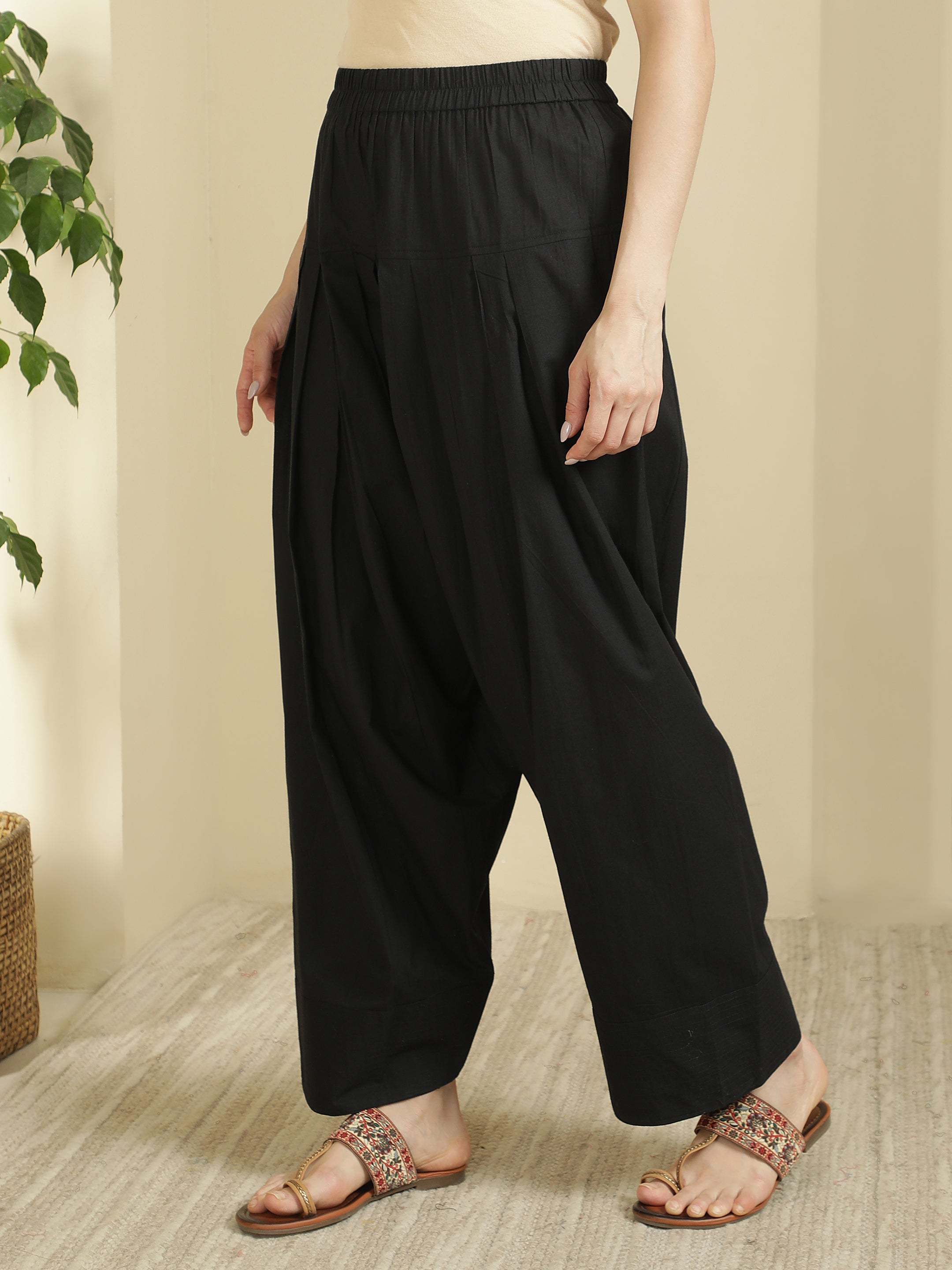Women solid Loose fit cotton Farsi Salwar