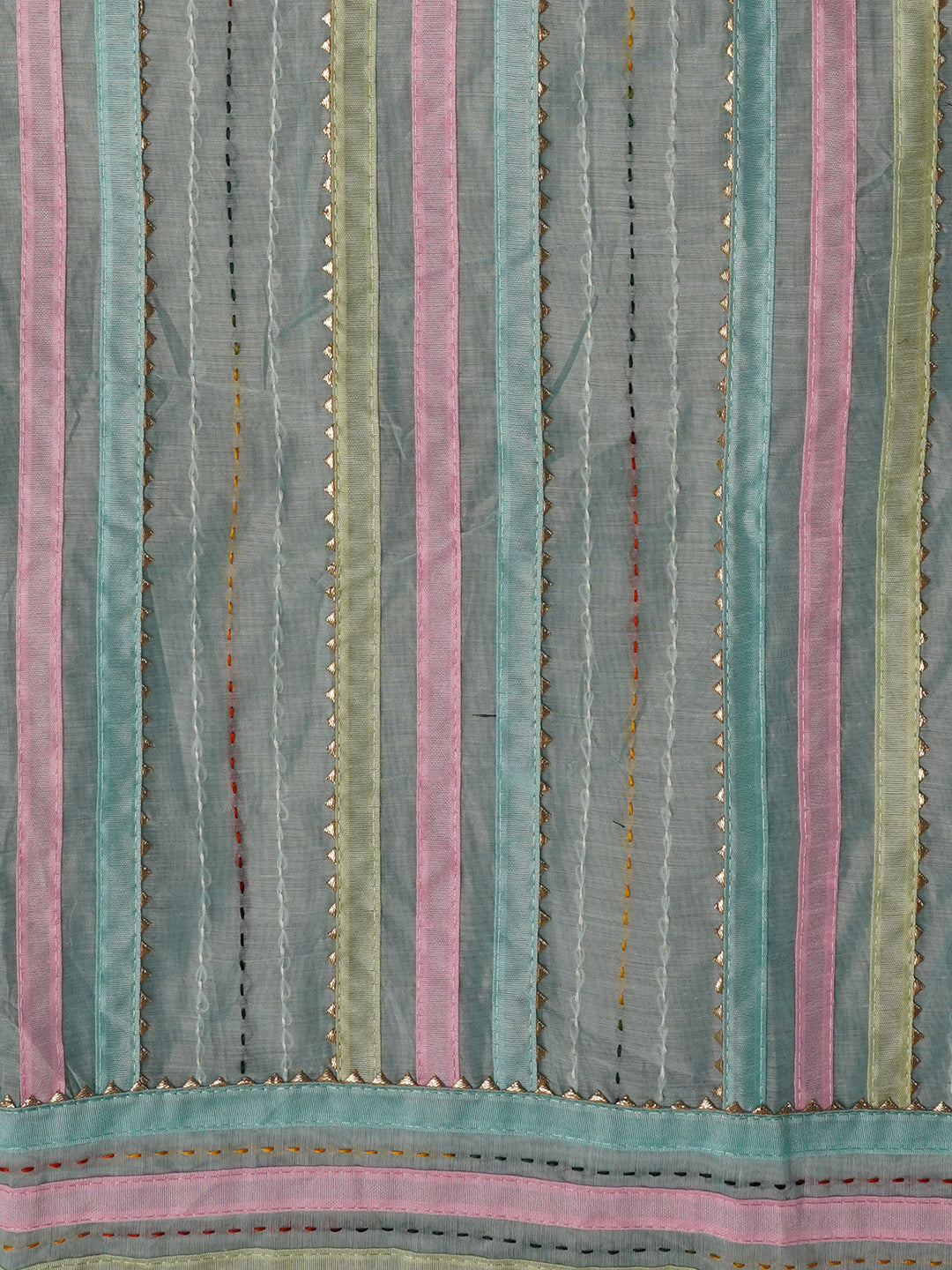 Sea Green Unstitched Embroidered Cotton Blend Dress Material With Dupatta