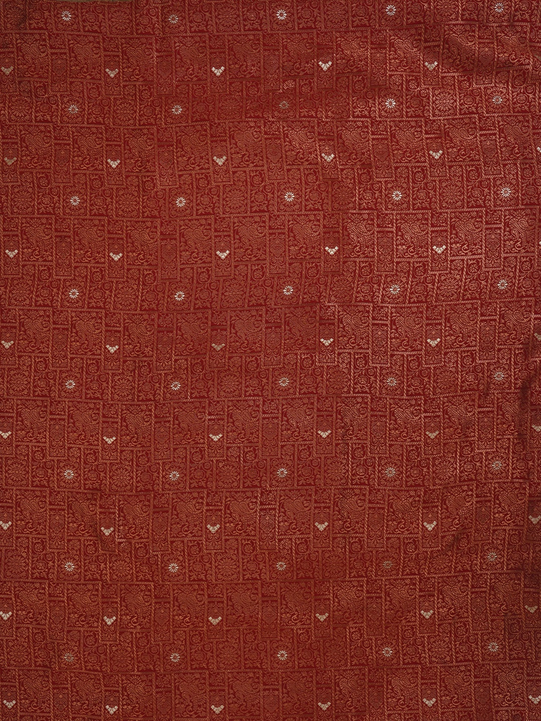 Red Red Silk Zari Woven Dress Material with Dupatta