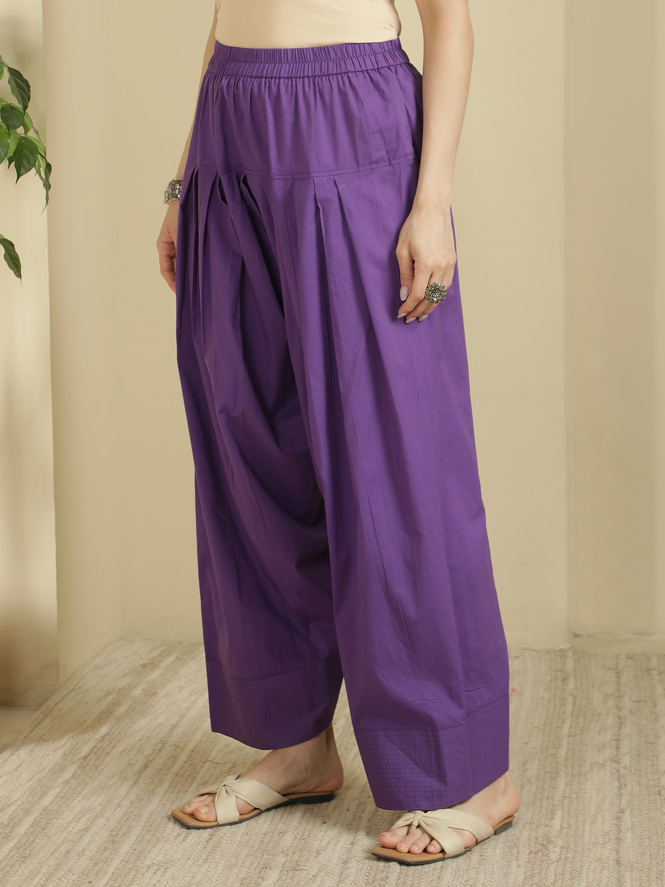 Women solid Loose fit cotton Farsi Salwar