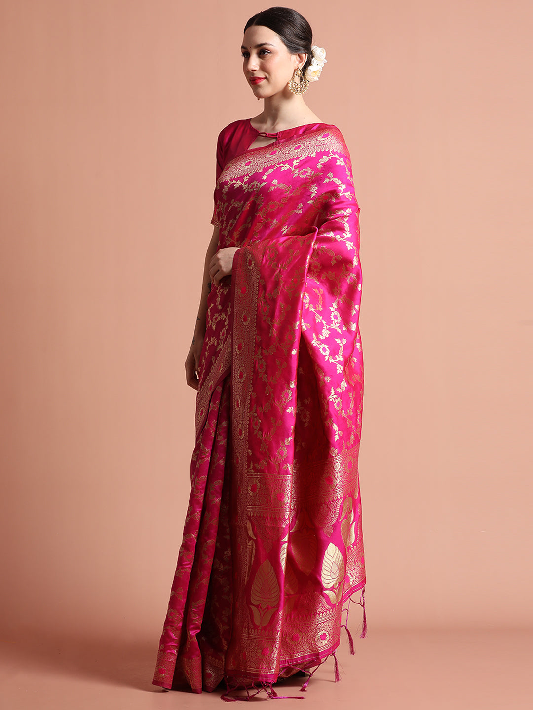 Pink Zari Woven Design Banarasi Saree