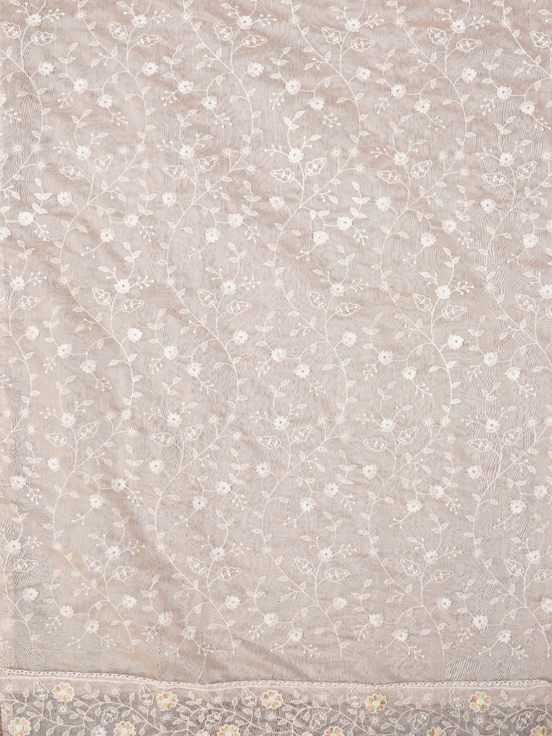 Rose Gold Cotton Lucknowi Embroidered Dress Material with Dupatta