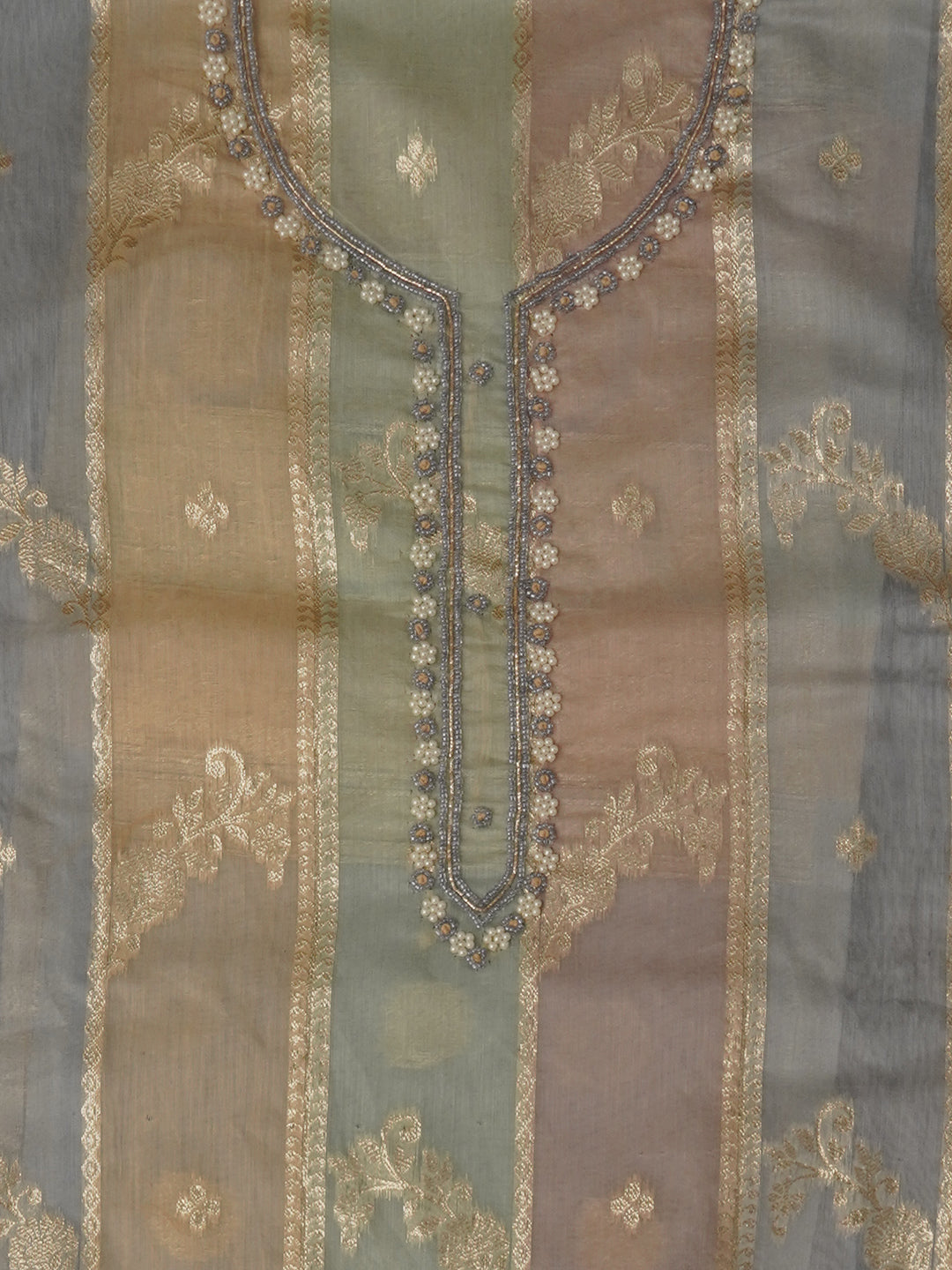 Unstitched Woven Design Silk Blend Multicolor Dress Material With Dupatta