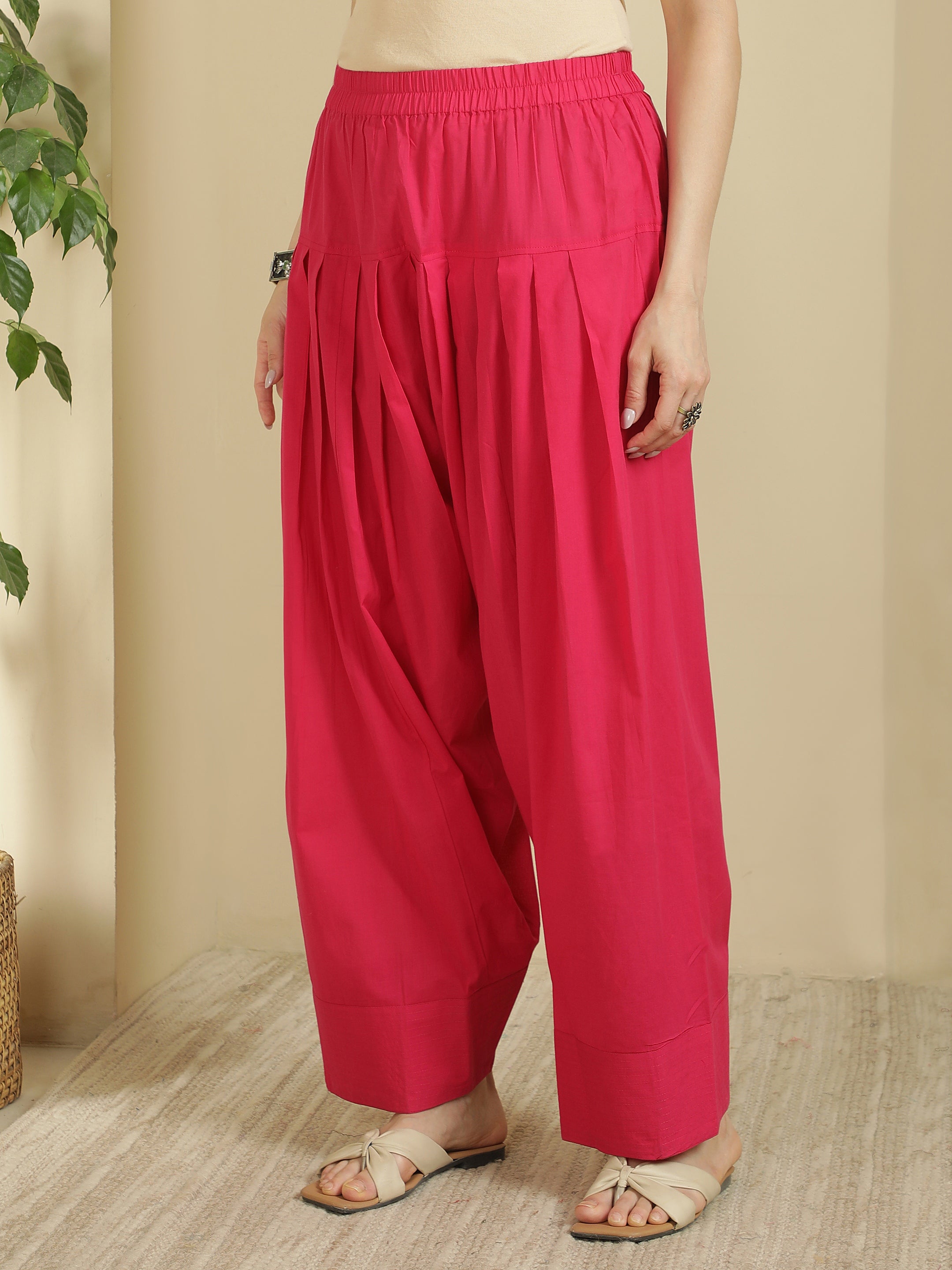 Women solid Loose fit cotton Farsi Salwar