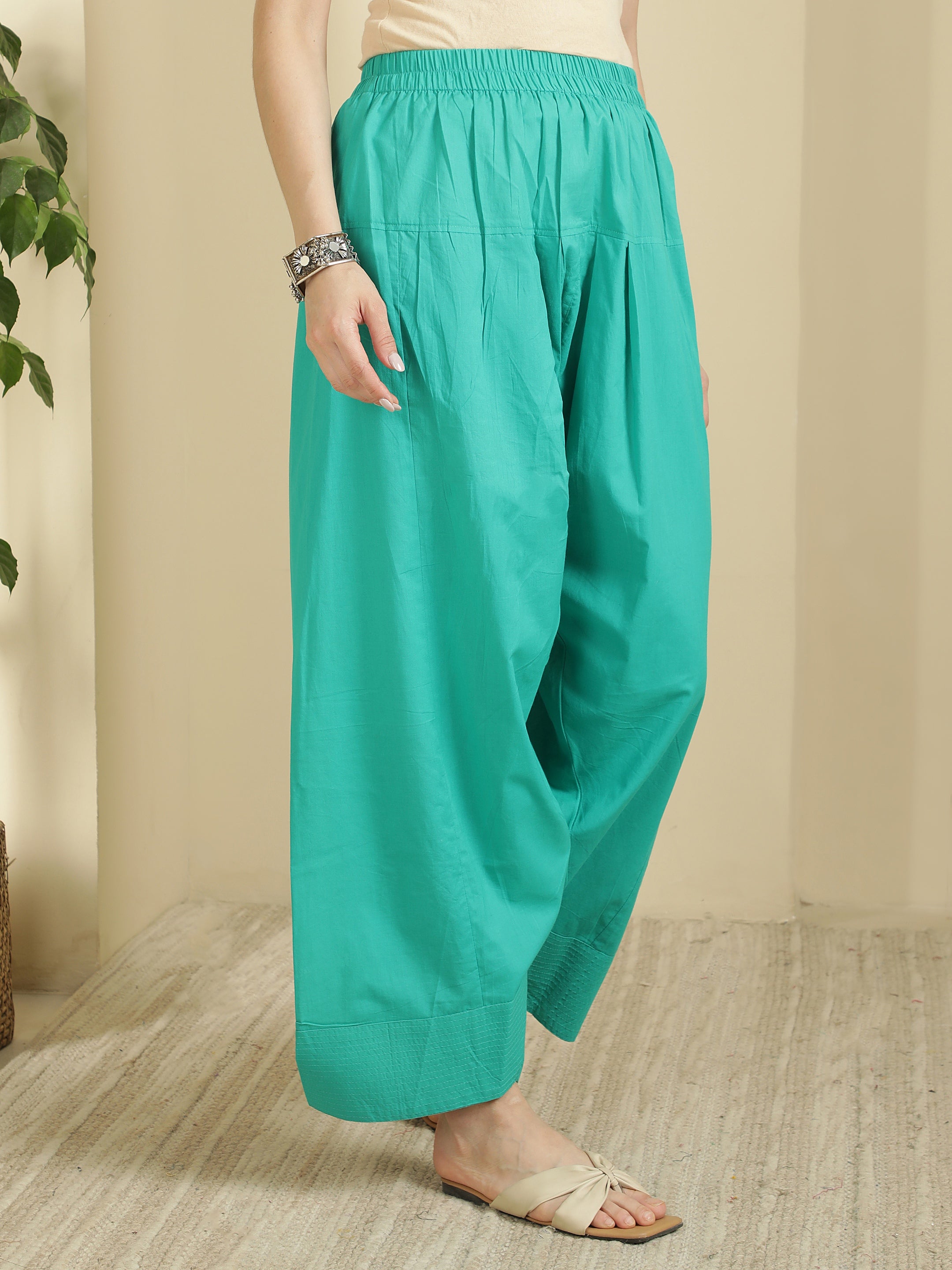 Women solid Loose fit cotton Farsi Salwar