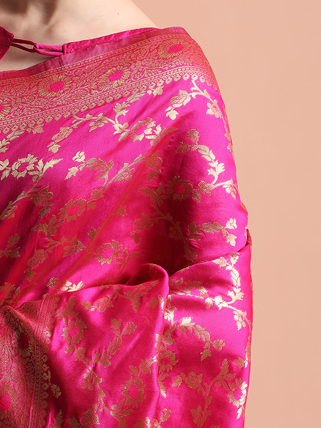 Pink Zari Woven Design Banarasi Saree