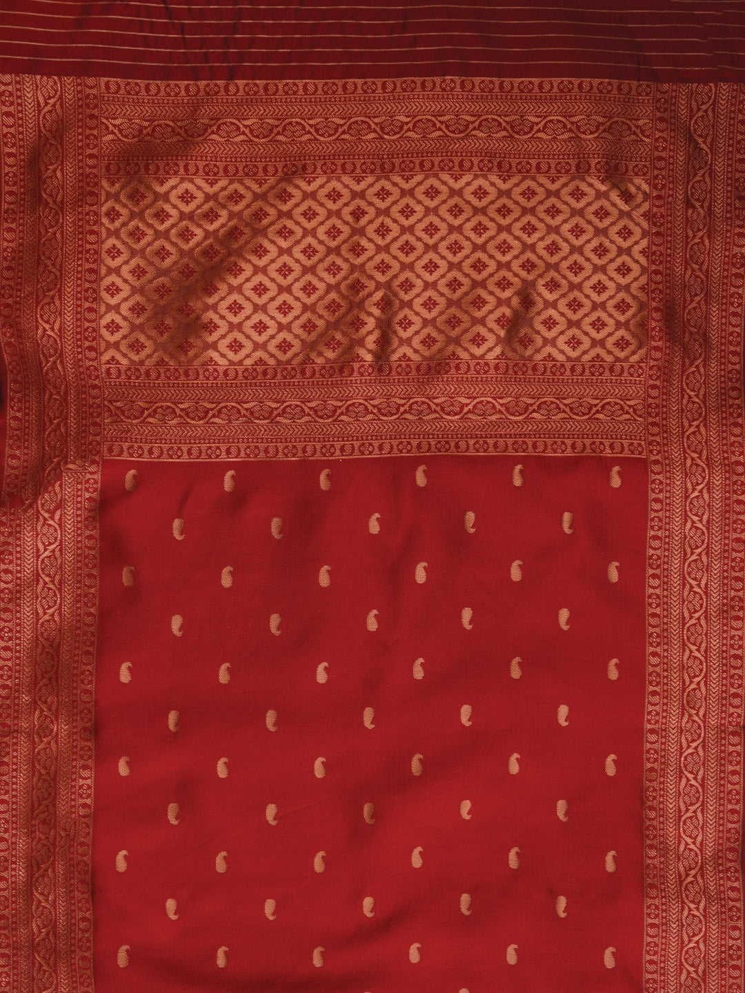 Red Red Silk Zari Woven Dress Material with Dupatta