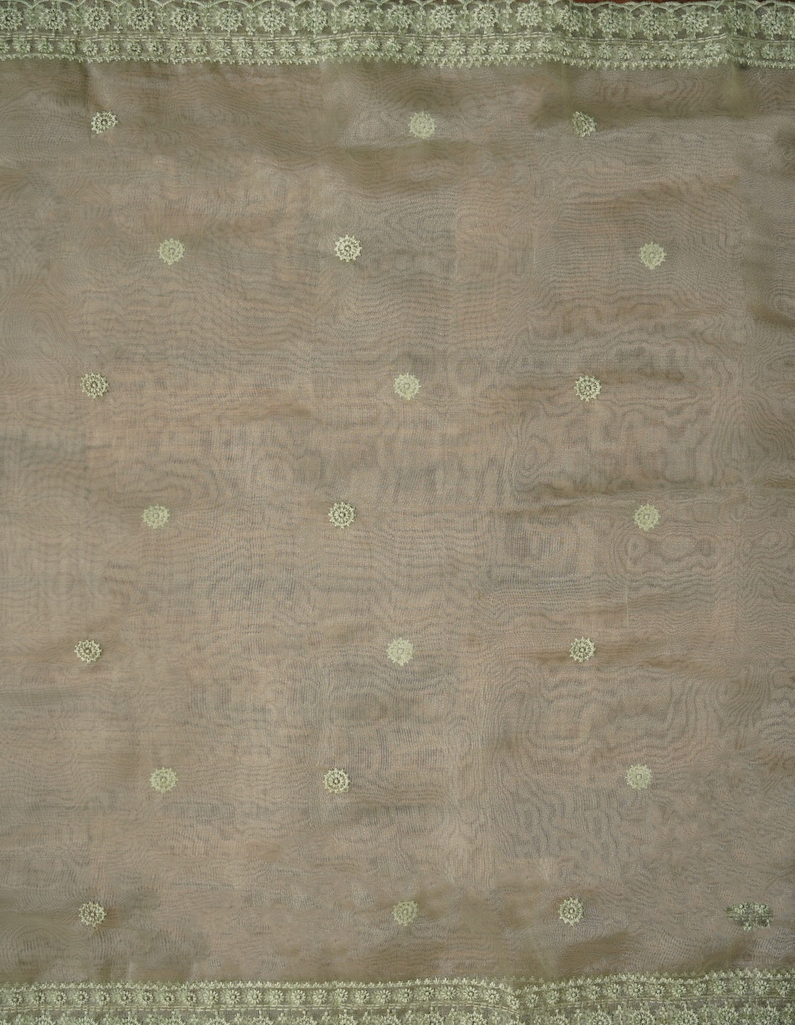 Green Unstitched Embroidered Organza Festive Dress Material With Dupatta