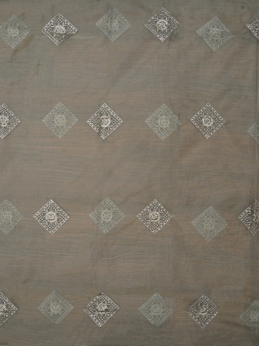 Sequin Embellished Multicolor Organza Dress Material with Dupatta