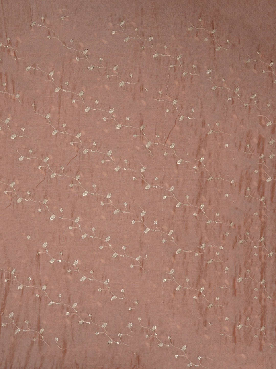 Peach Sequin Embroidered Pure Cotton Dress Material with Dupatta