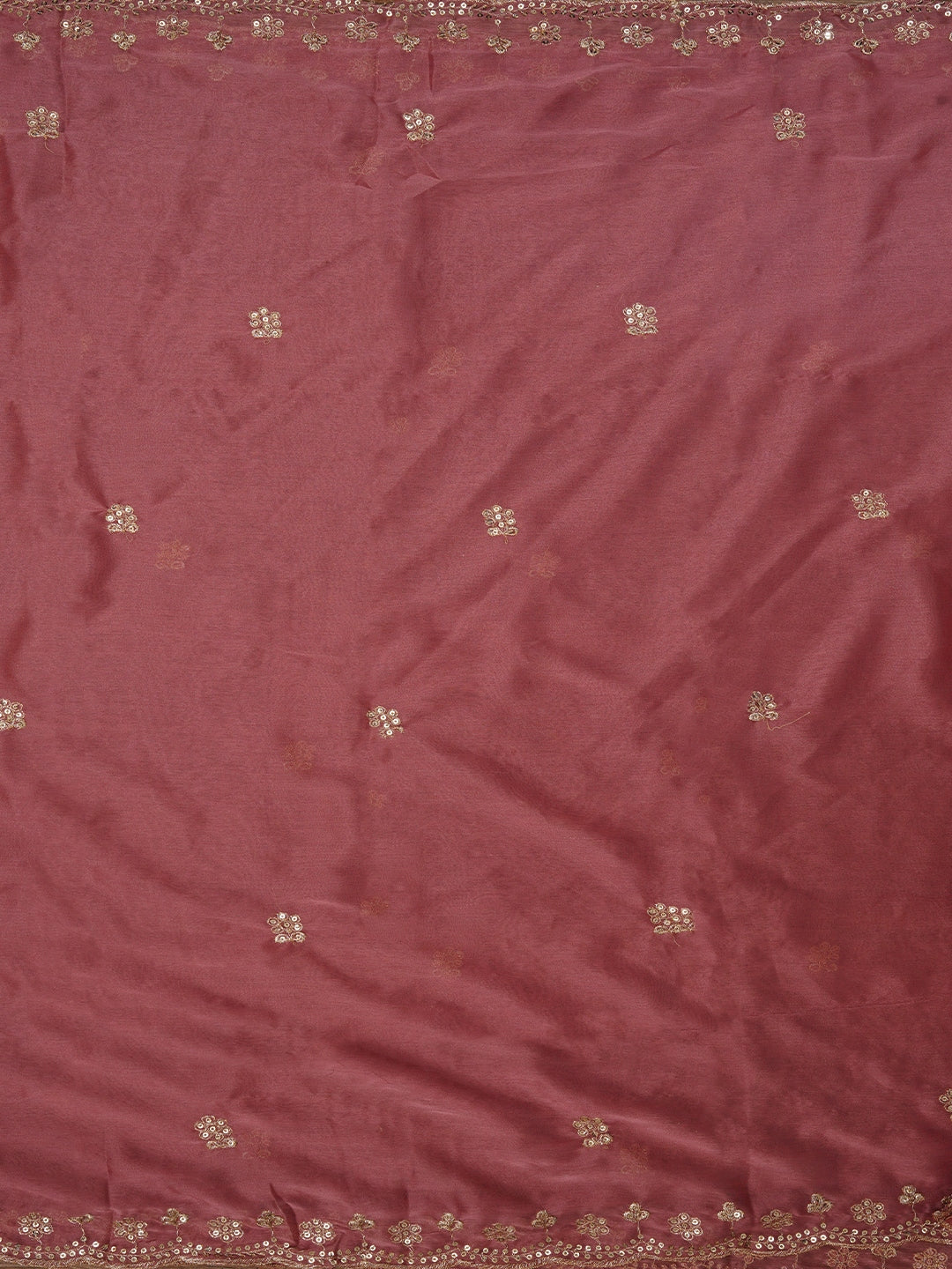 Pink Floral Printed Embellished Cotton Dress Material with Dupatta