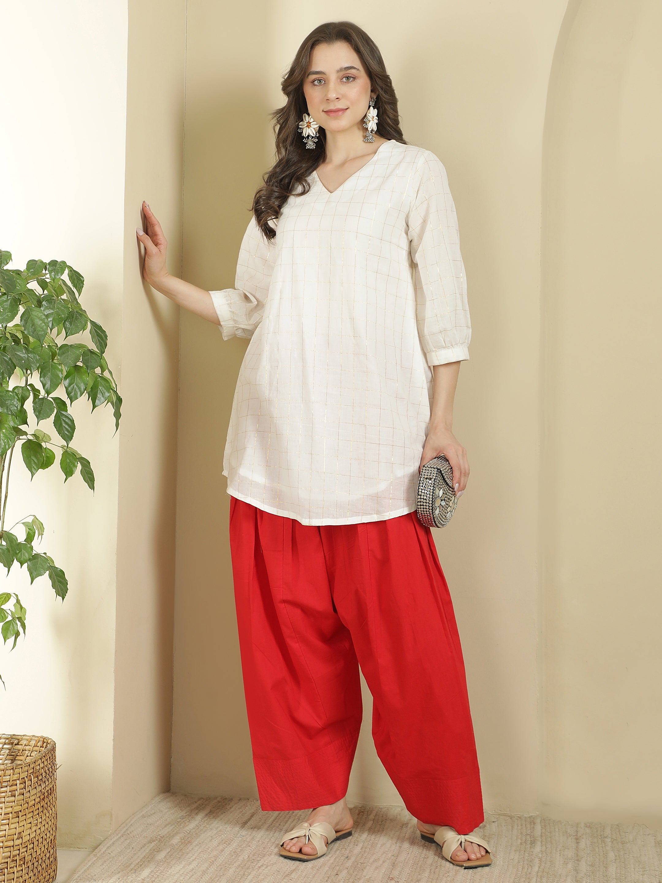 Women solid Loose fit cotton Farsi Salwar