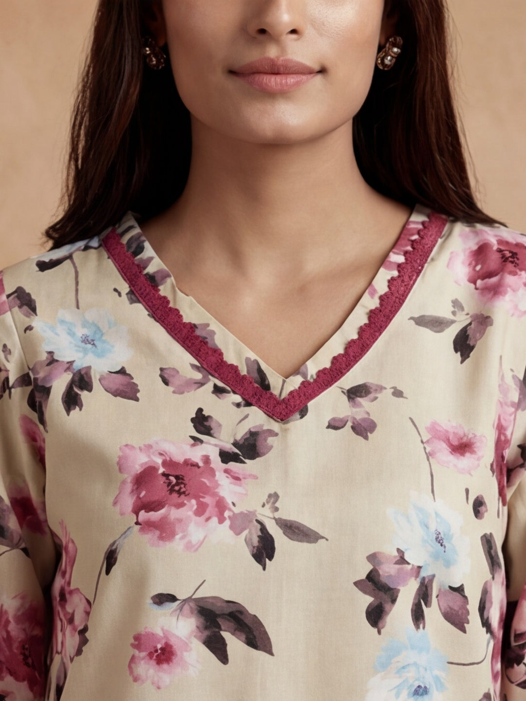 Floral Printed Straight Kurta & Trousers Sets