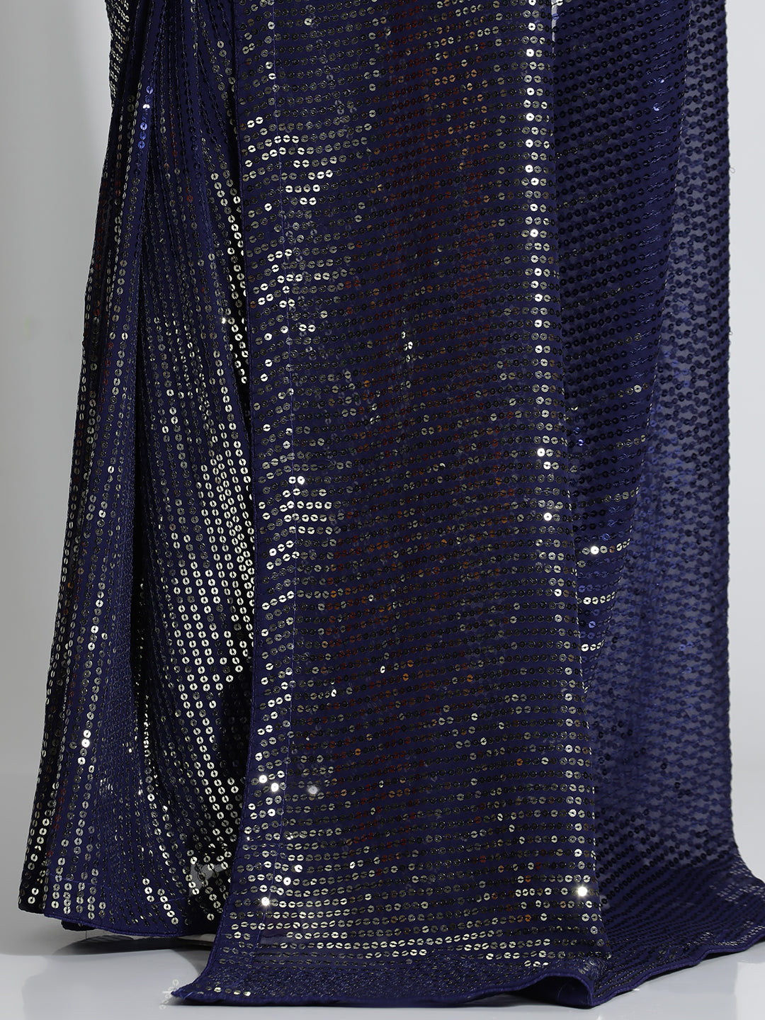 Royal Blue Sequin Embroidered Party Wear Tissue Saree