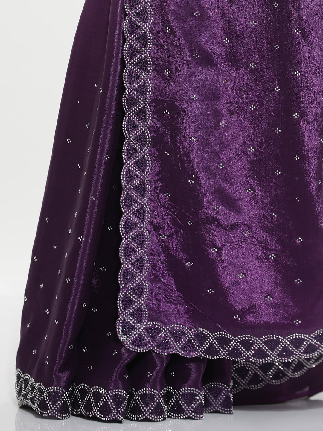 Satin Siroski Work Party Wear Lavender Saree