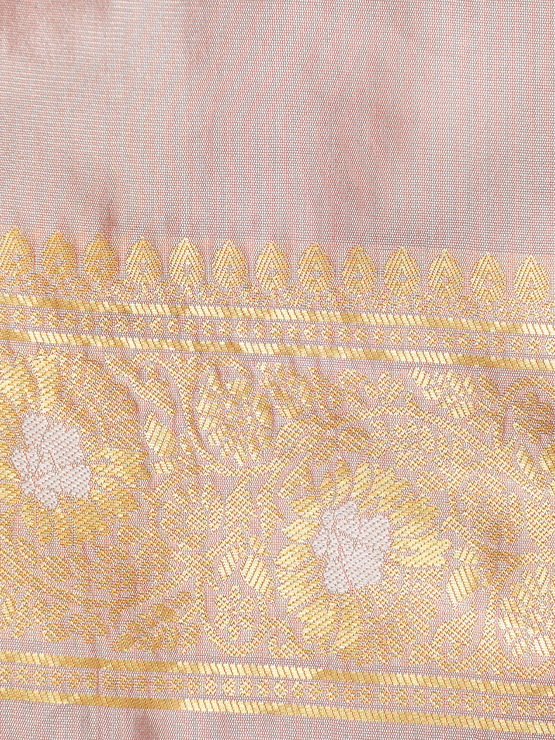 Light Peach Silk Banarasi Zari Woven Heavy Saree