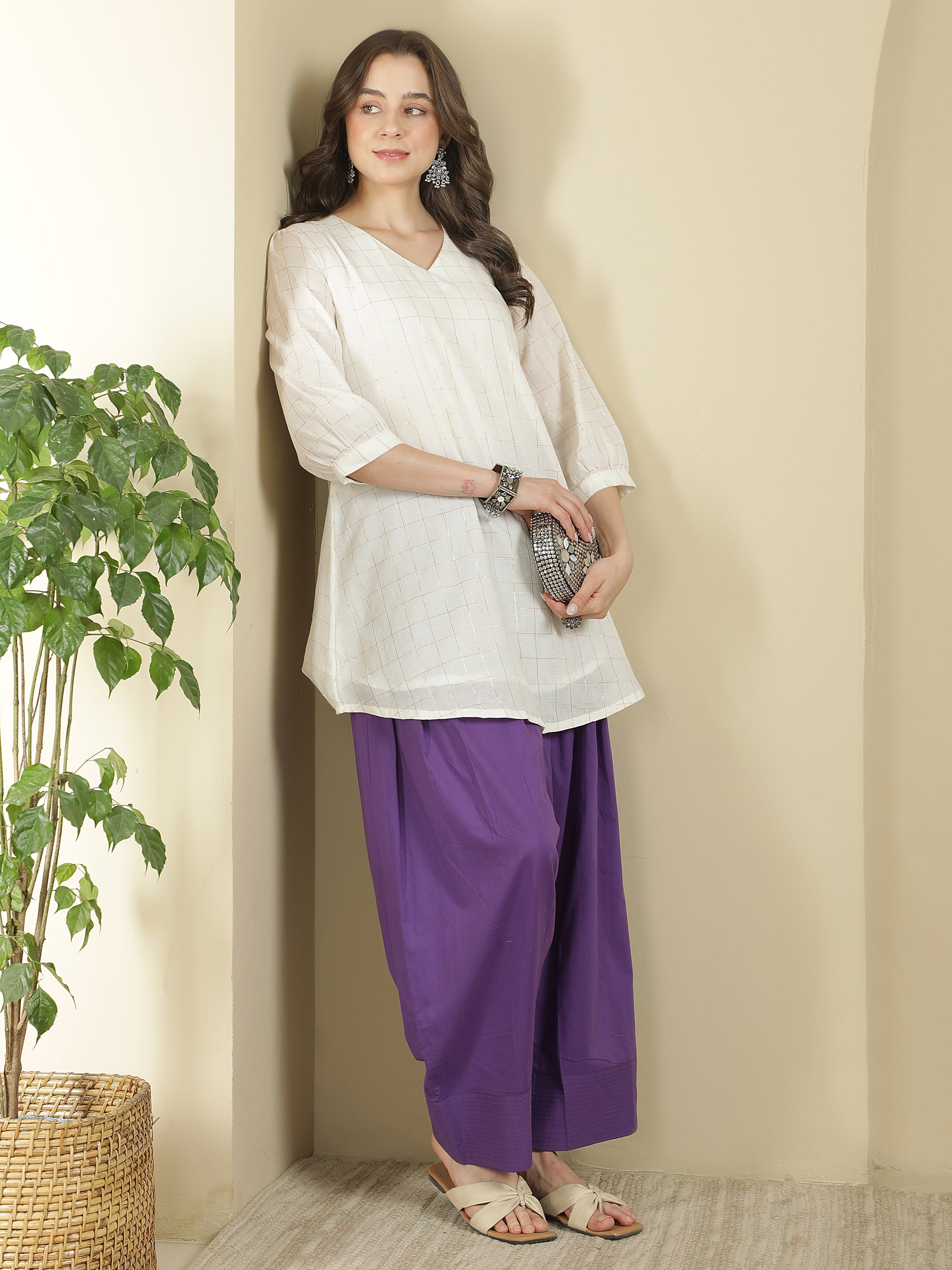 Women solid Loose fit cotton Farsi Salwar