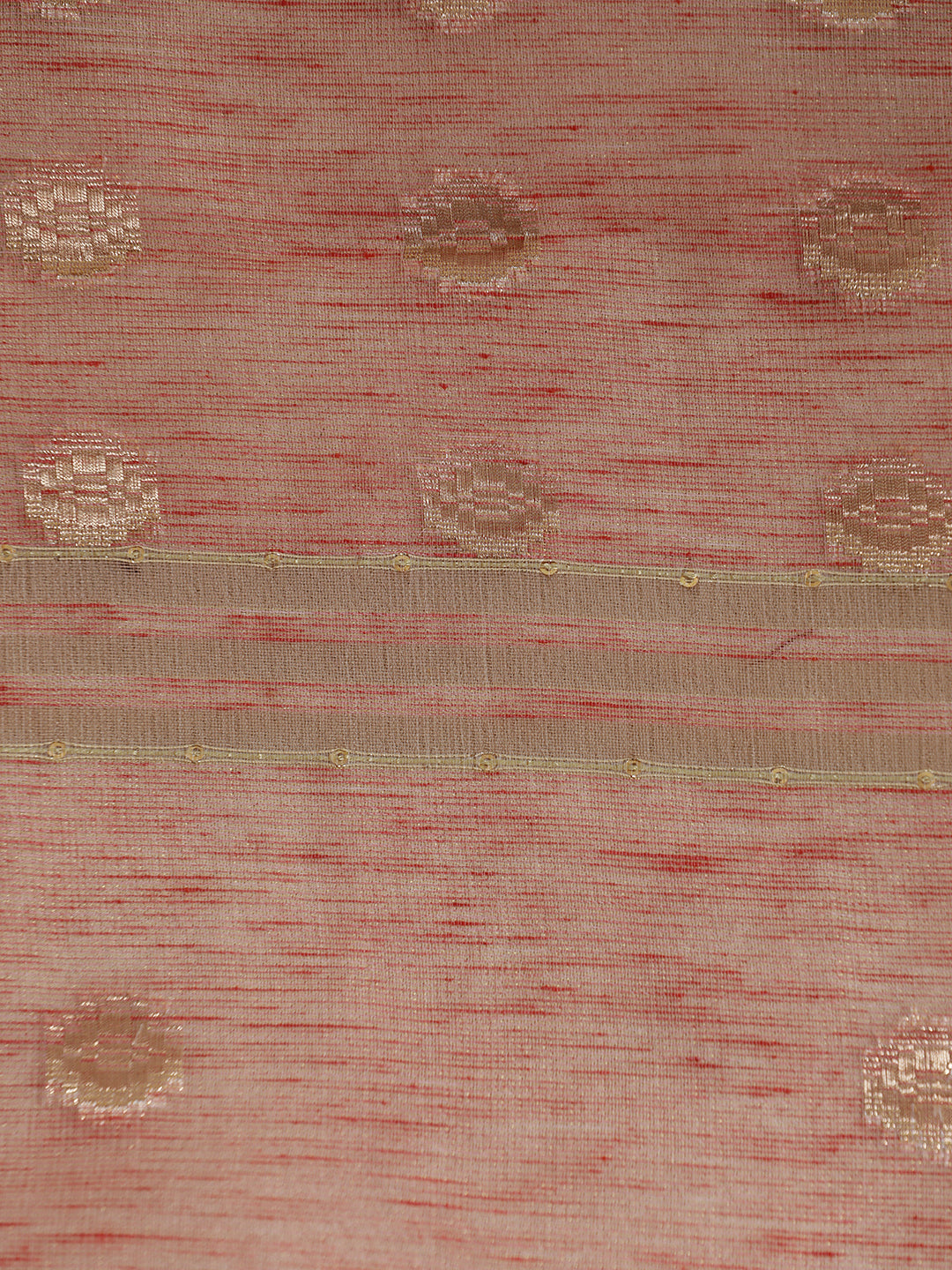 Peach Zari Woven Banarasi Organza Saree