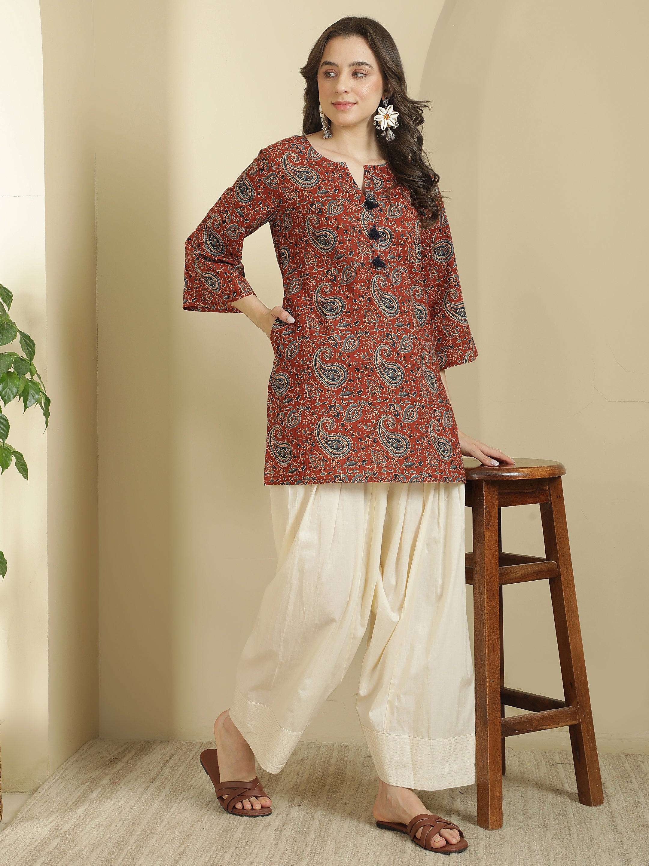 Women solid Loose fit cotton Farsi Salwar