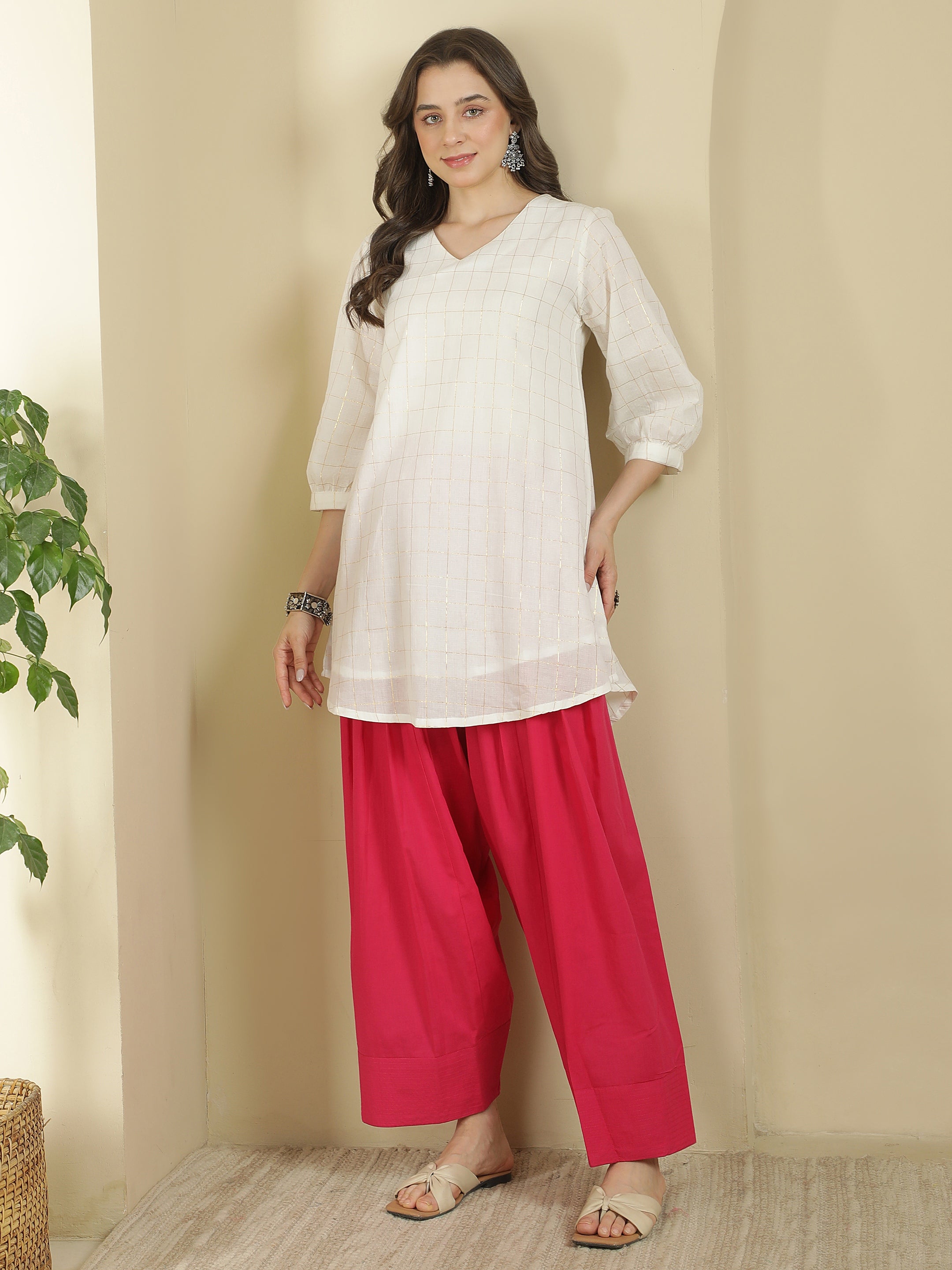 Women solid Loose fit cotton Farsi Salwar