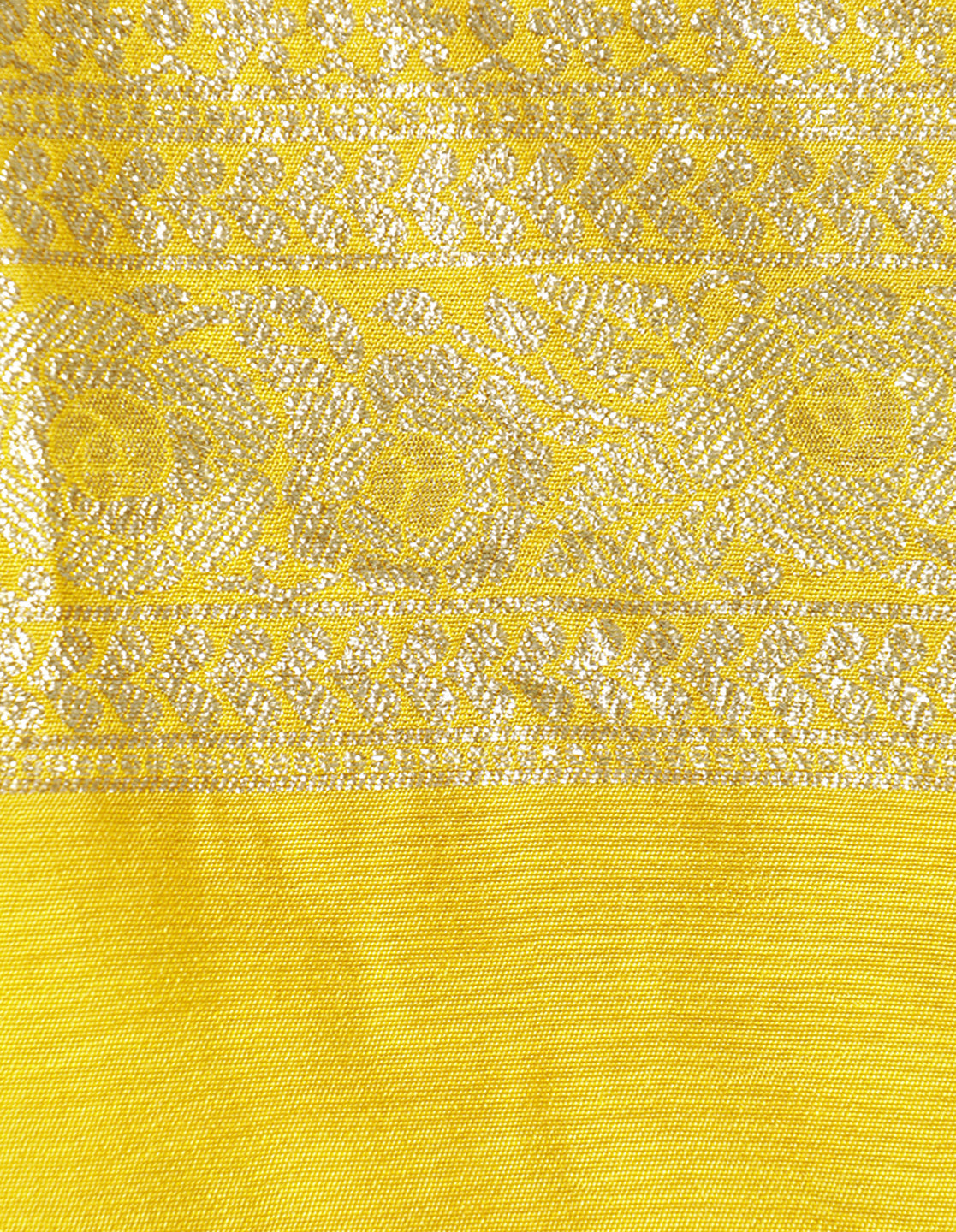 Yellow Silk Banarasi Floral Zari Woven Design Heavy Saree
