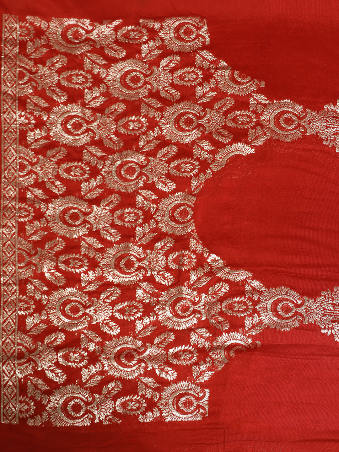 Floral Zari Woven Heavy Red Banarasi Saree