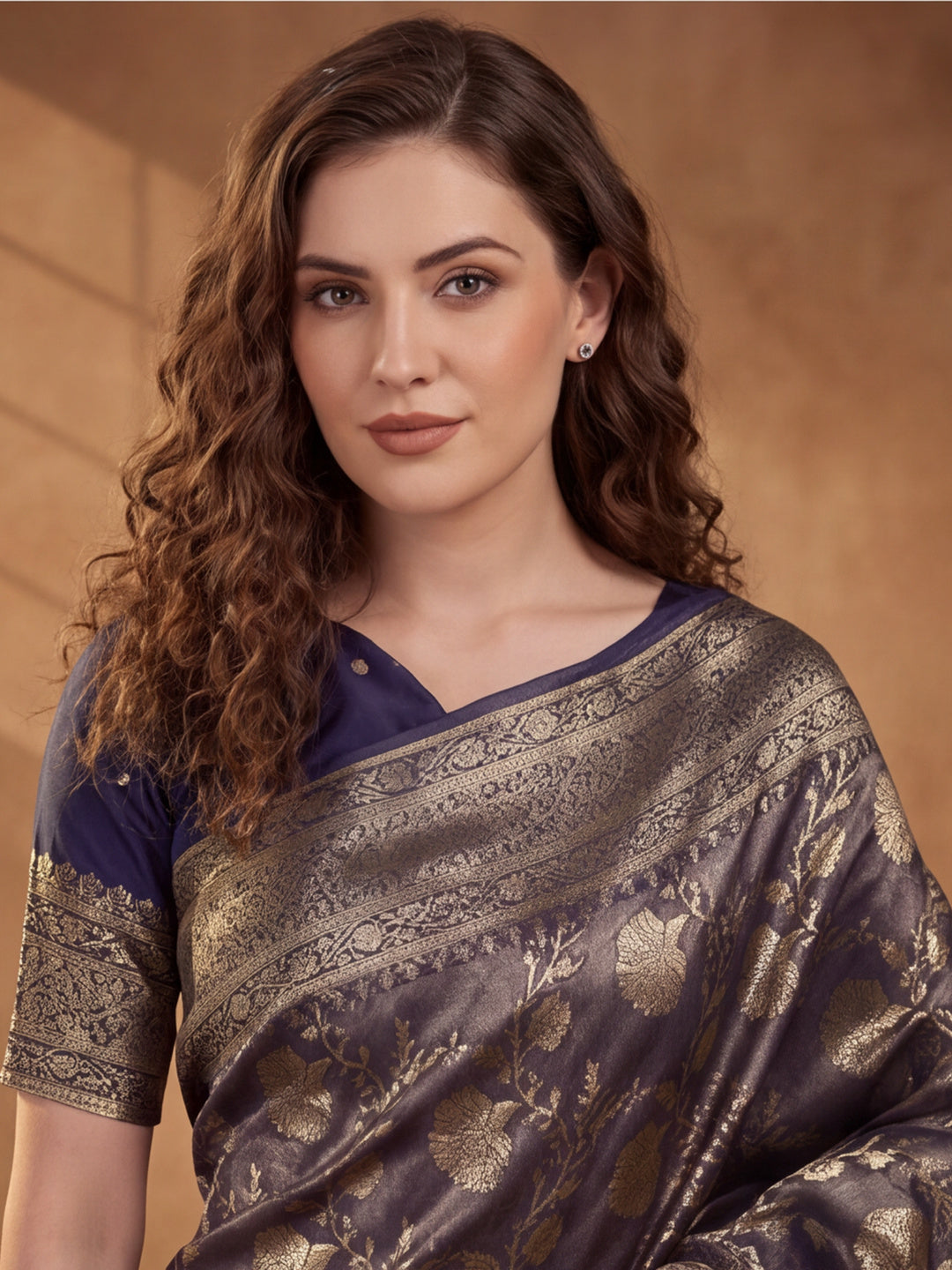 Captivating Navy Blue Weaving Work Banarasi Silk Saree - By Jaipur Kurti