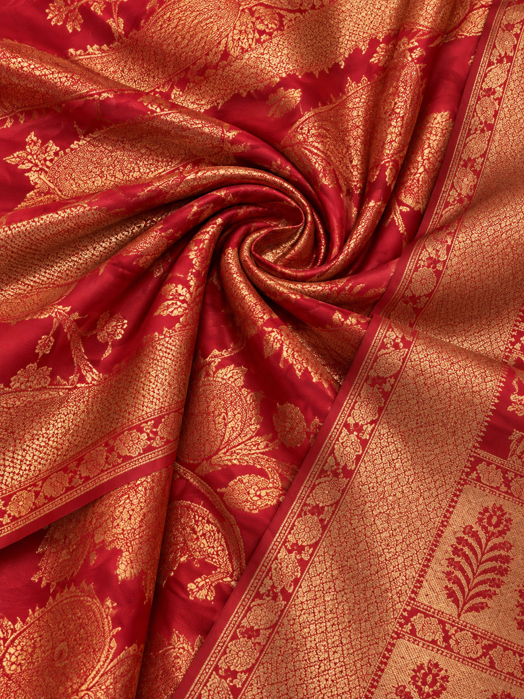 Stunning Red Weaving Work Banarasi Silk Saree - By Jaipur Kurti