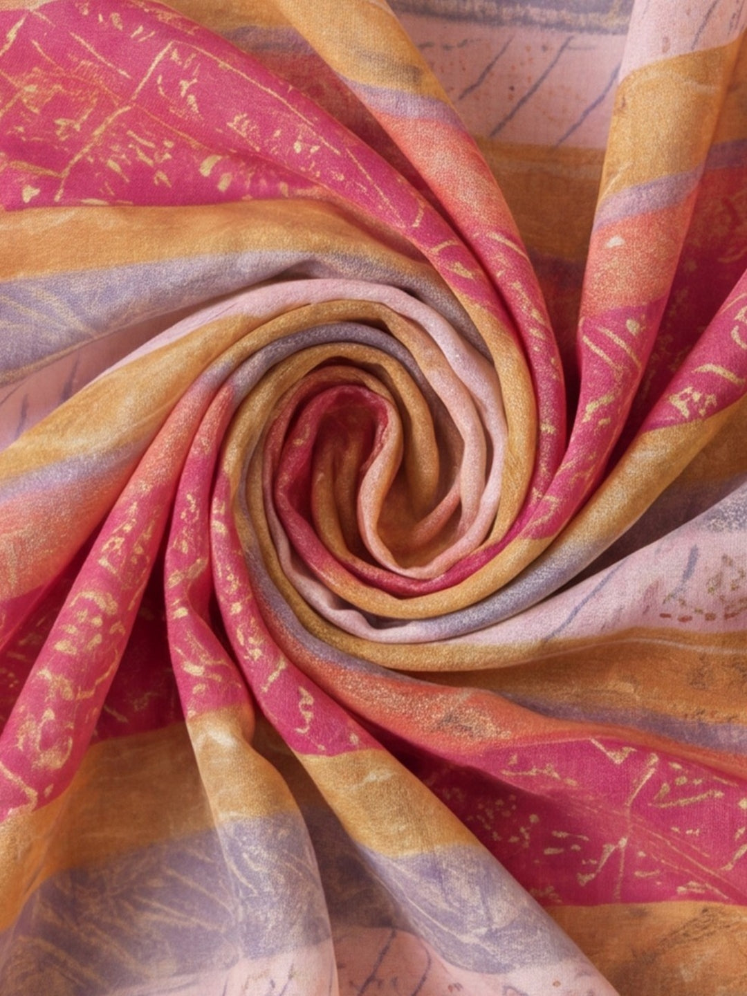 Pink Moss Chiffon Saree with Stunning Floral Digital Prints – By Jaipur Kurti