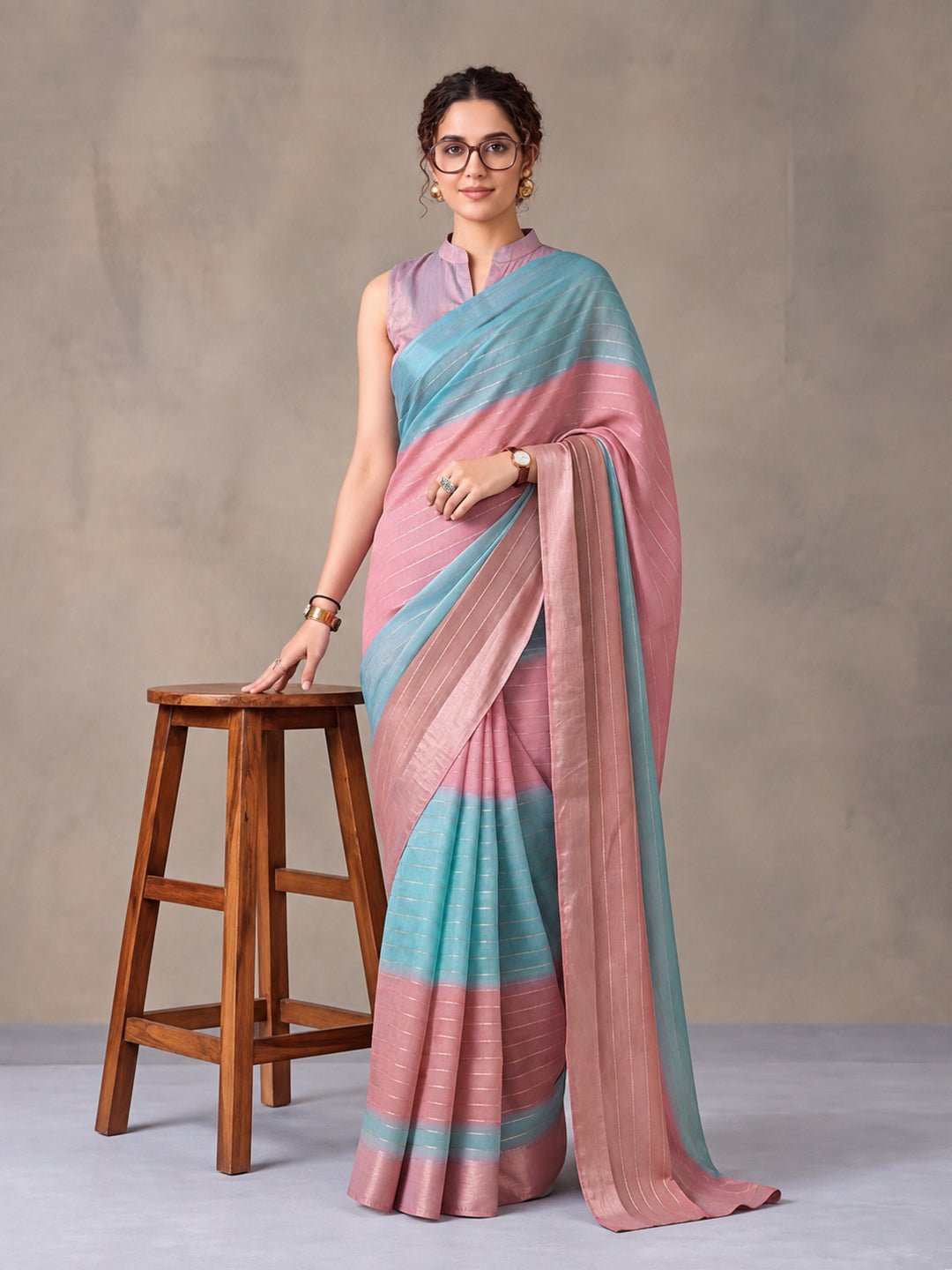 Multicolor Moss Chiffon Printed Saree with Modern Artistic Flair – By Jaipur Kurti