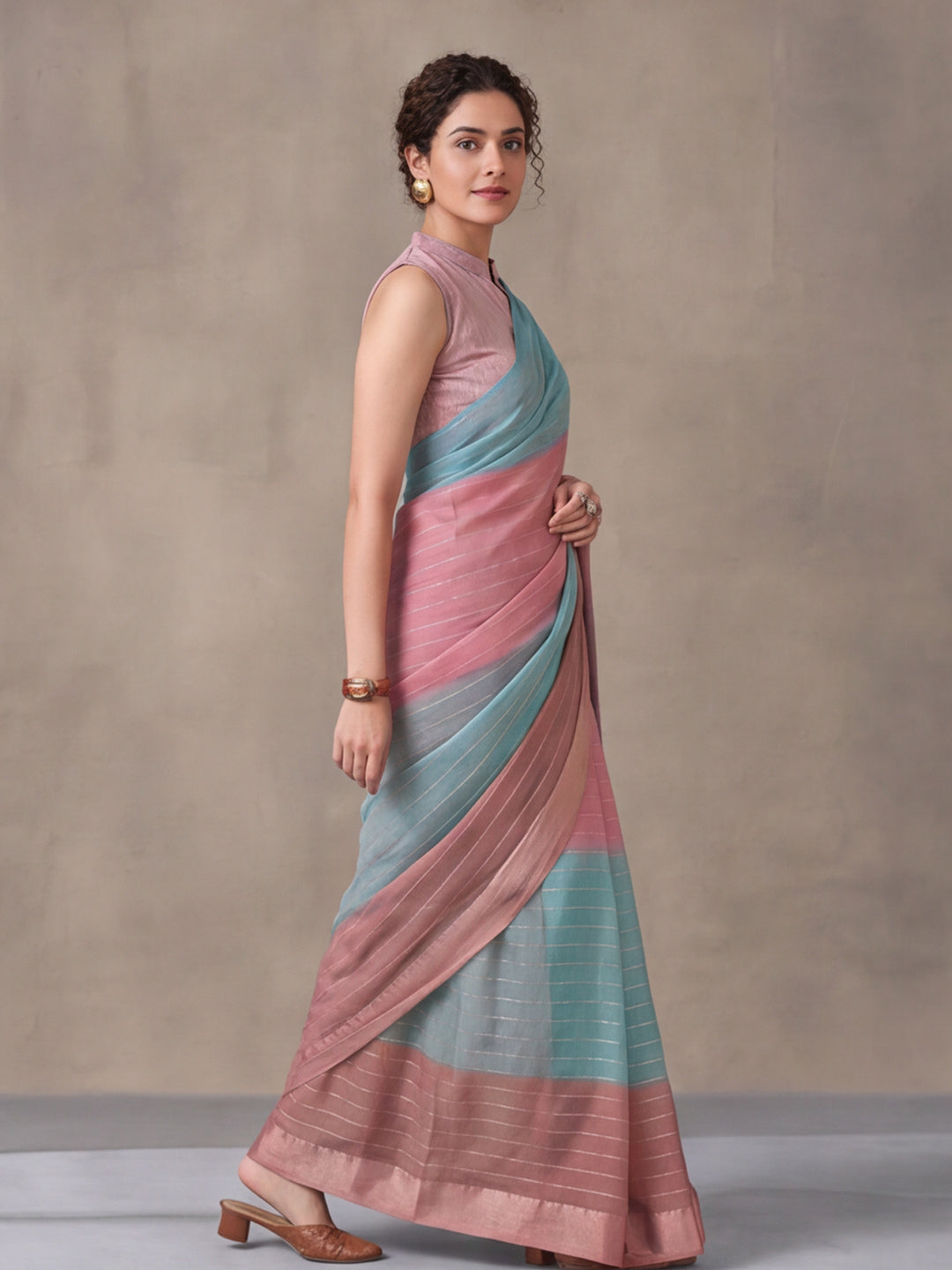 Multicolor Moss Chiffon Printed Saree with Modern Artistic Flair – By Jaipur Kurti