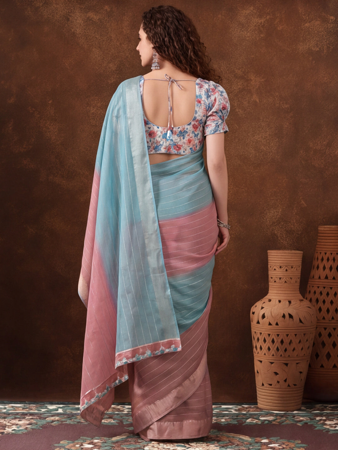 Multicolor Moss Chiffon Printed Saree with Modern Artistic Flair – By Jaipur Kurti