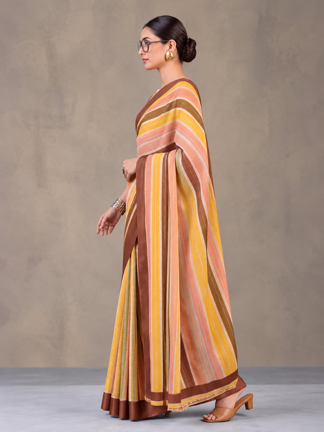 Statement Multicolor Digital Print Moss Chiffon Saree – By Jaipur Kurti