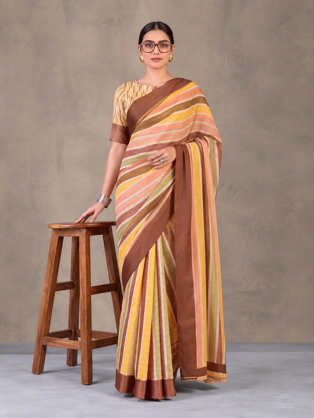 Statement Multicolor Digital Print Moss Chiffon Saree – By Jaipur Kurti