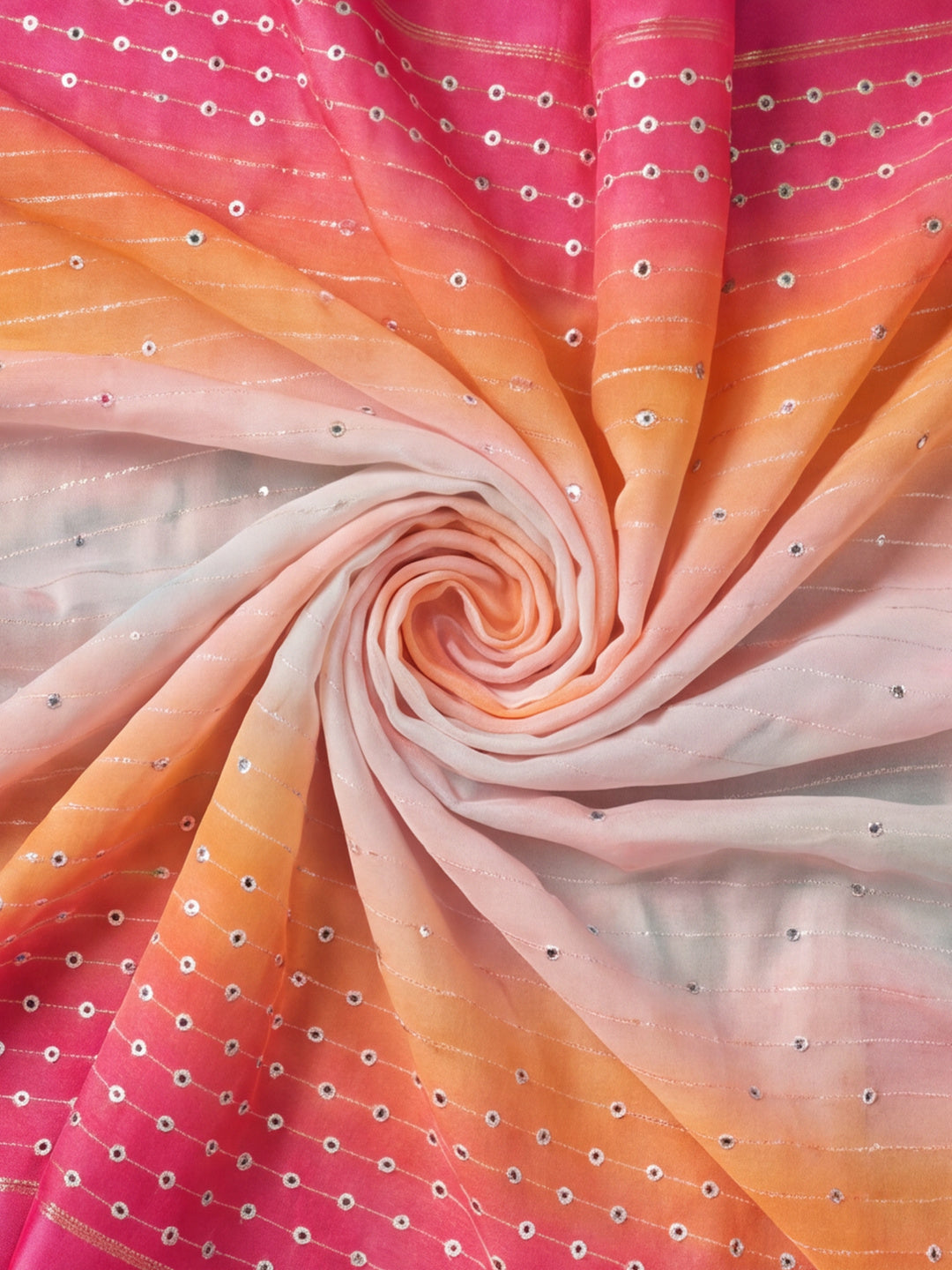 Trendy Multicolor Moss Chiffon Saree with All-Over Digital Print – By Jaipur Kurti