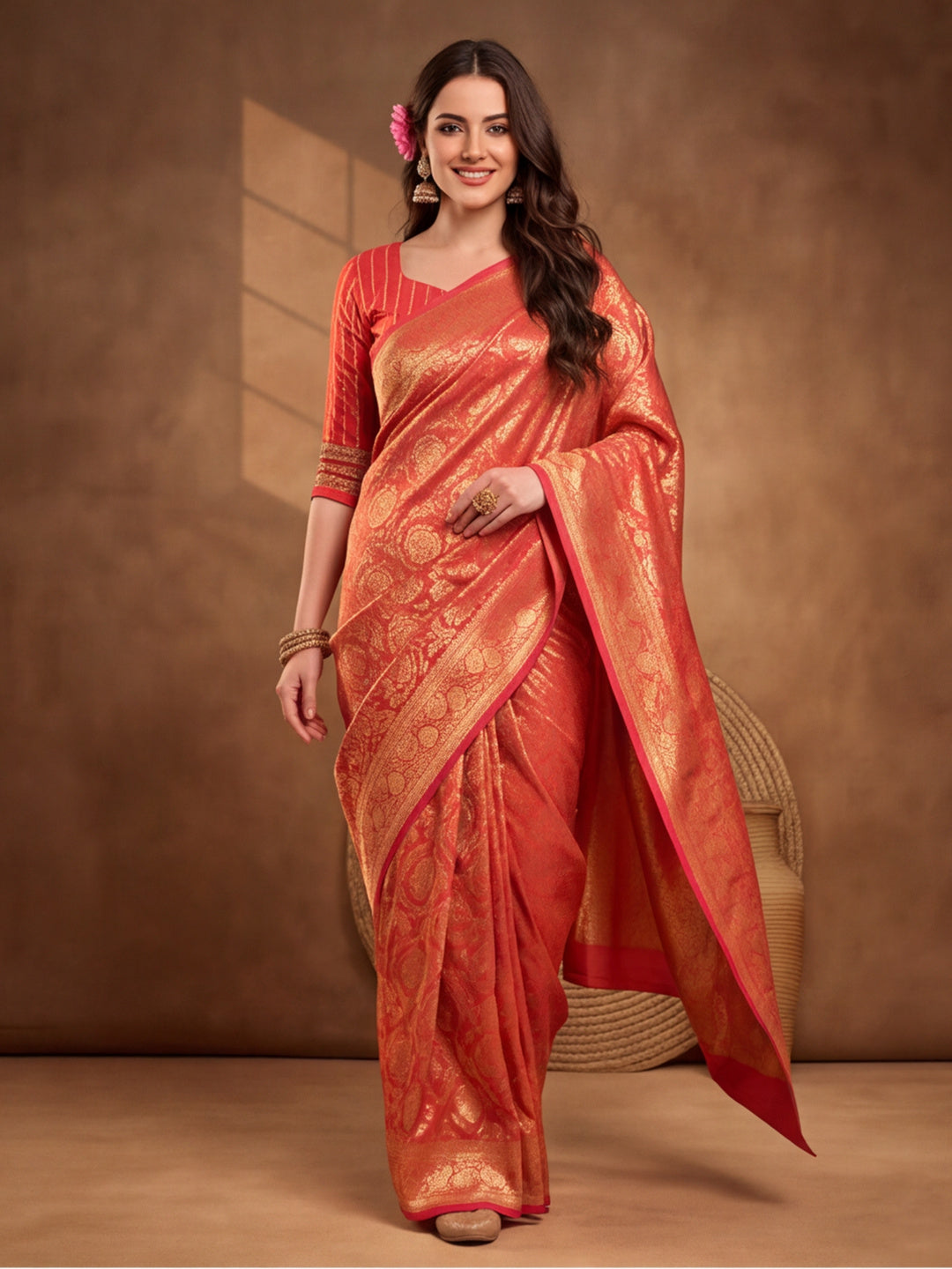 Jaipur Kurti Women'S Pitch Colour Designer Weaving Work Saree