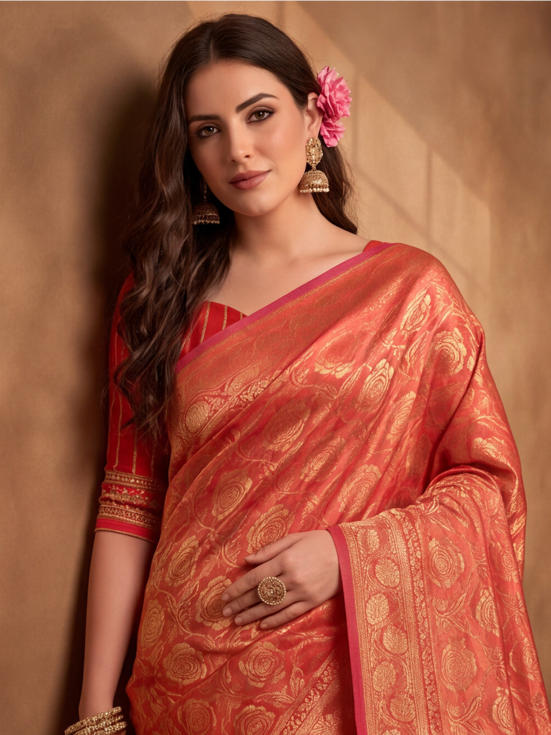 Jaipur Kurti Women'S Pitch Colour Designer Weaving Work Saree
